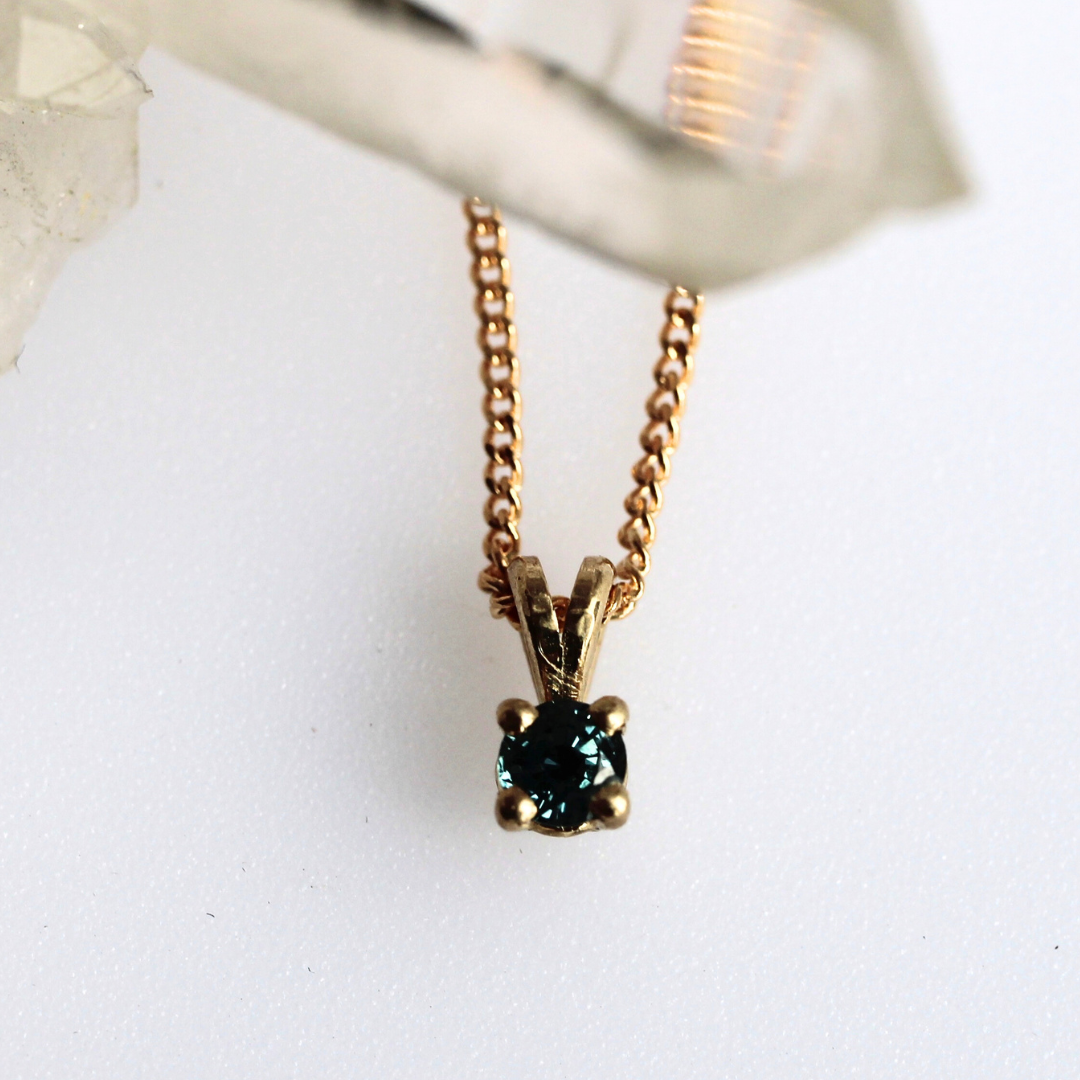 3mm Partii Sapphire Pendant - Yellow Gold - Ready to Ship