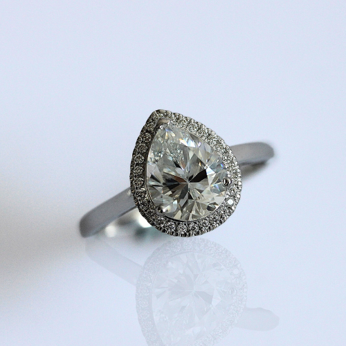 SALE - Pear Halo - Moissanite - Size T