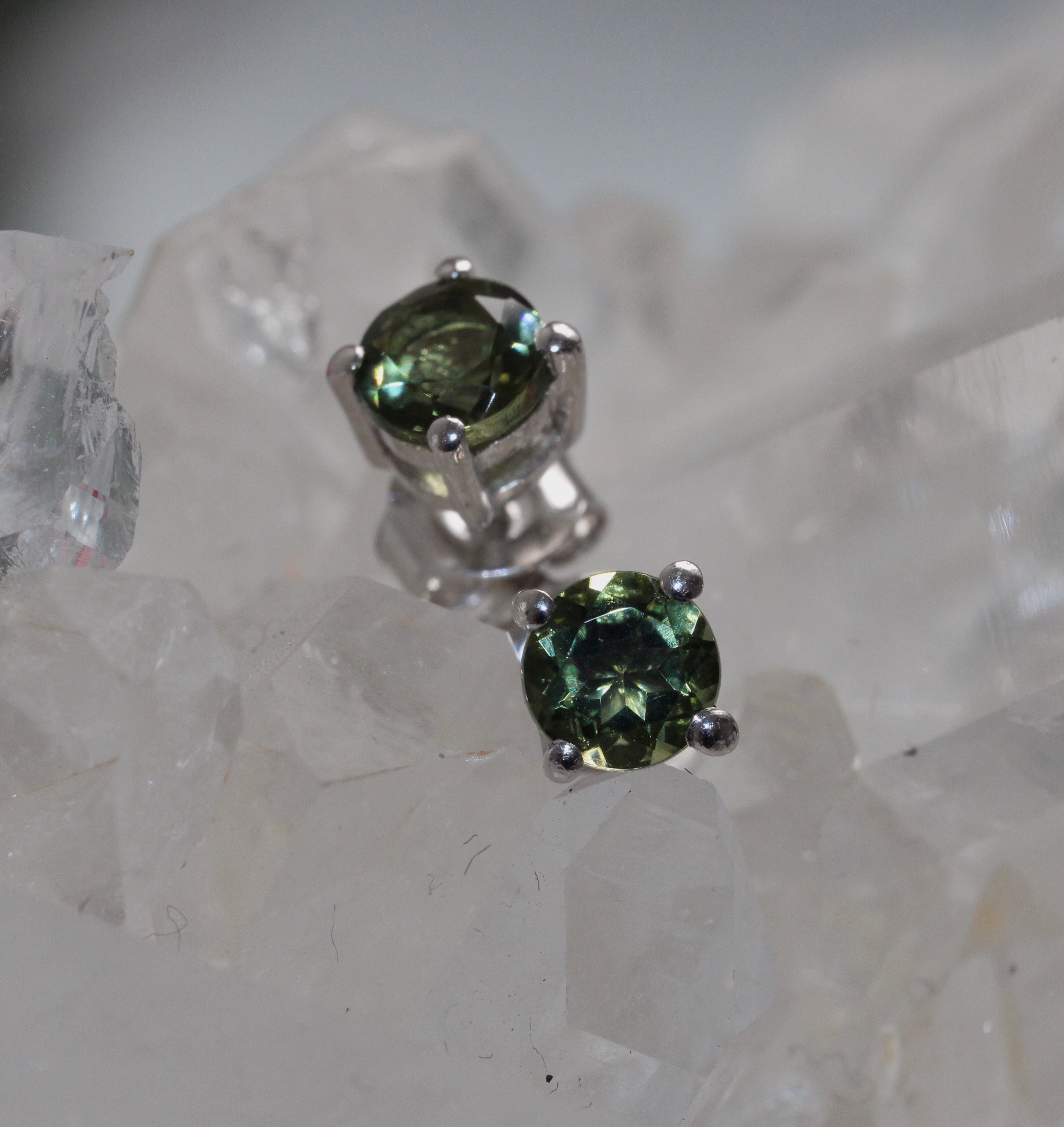 Green Tourmaline Earrings - Sterling Silver - Ready to Ship