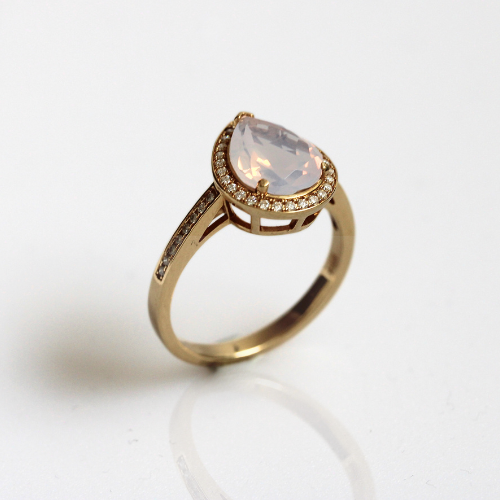 SALE - Pear Halo - Lavender Moon Quartz - Size O 1/2