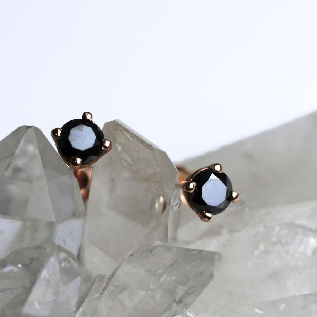 .25CT Black Diamond Earrings - Rose Gold - Ready to Ship