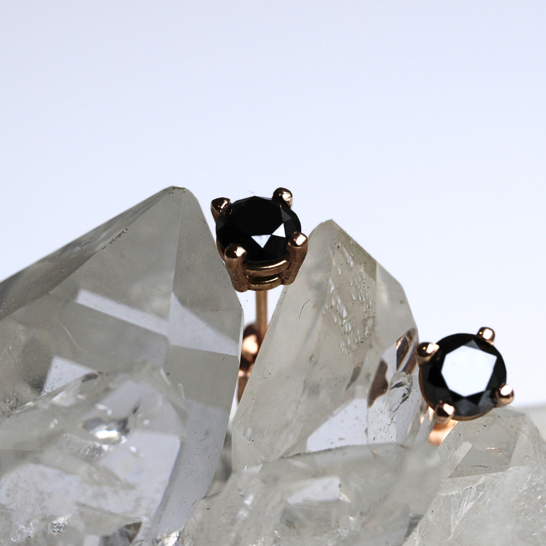 .25CT Black Diamond Earrings - Rose Gold - Ready to Ship