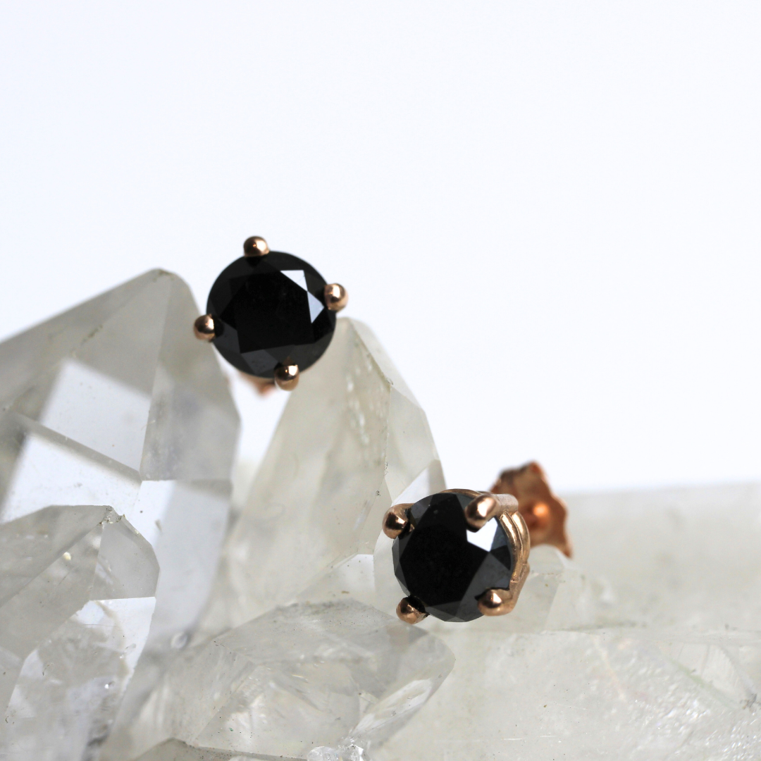 .30ct Black Diamond Earrings - Rose Gold - Ready to Ship