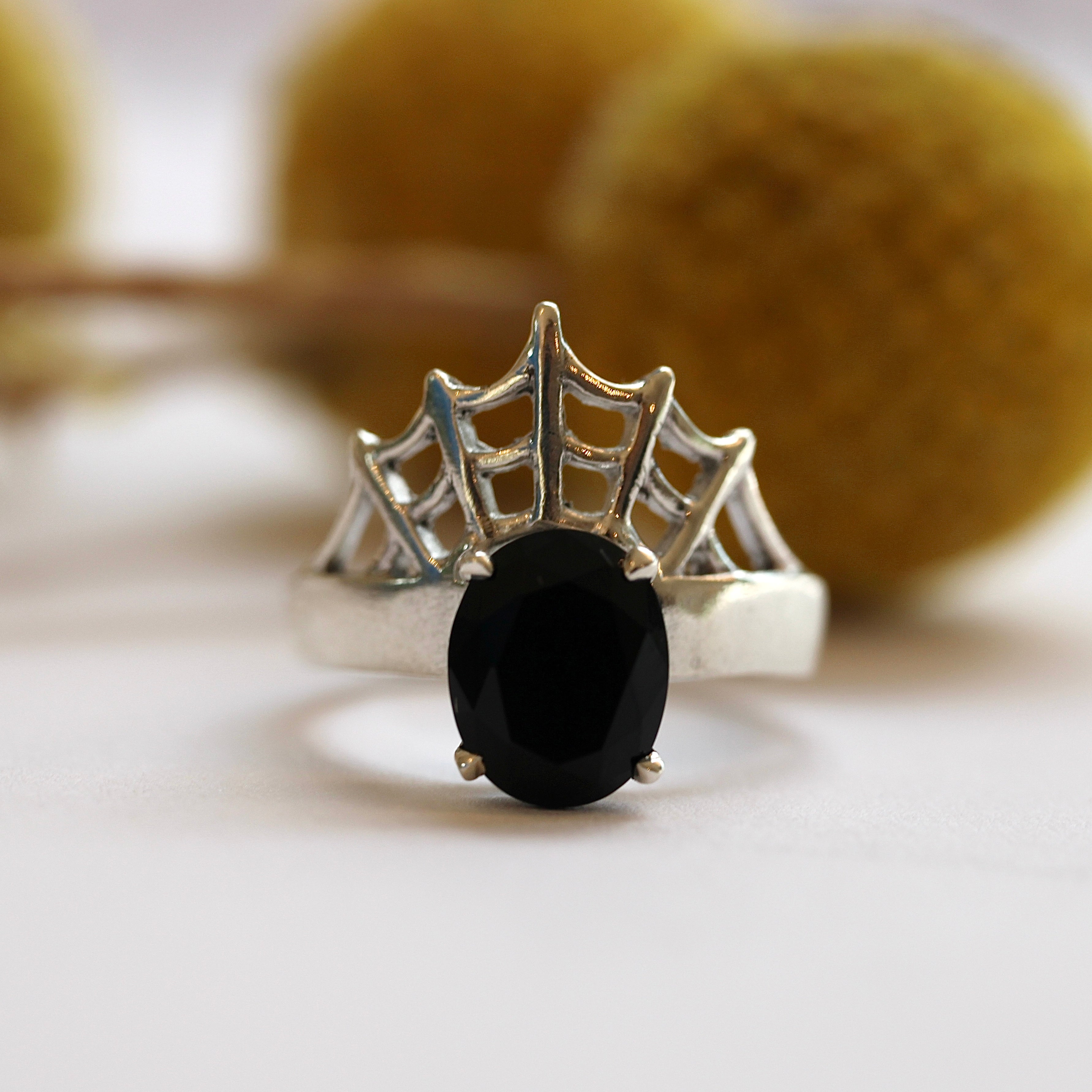 shadows web ring sterling silver oval with web halo