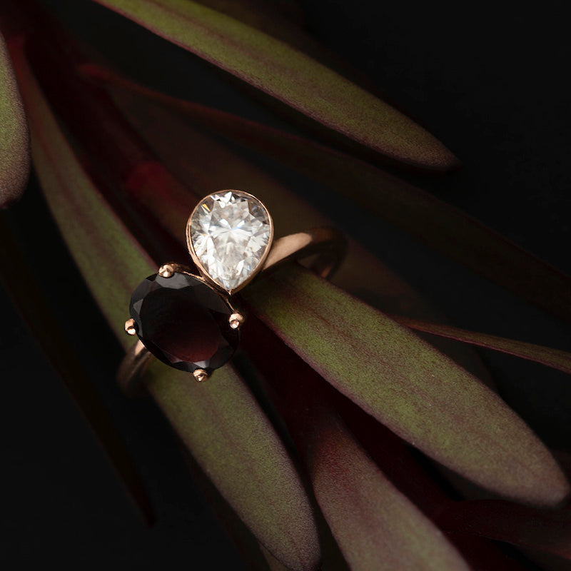 toi et moi engagement ring made in melbourne