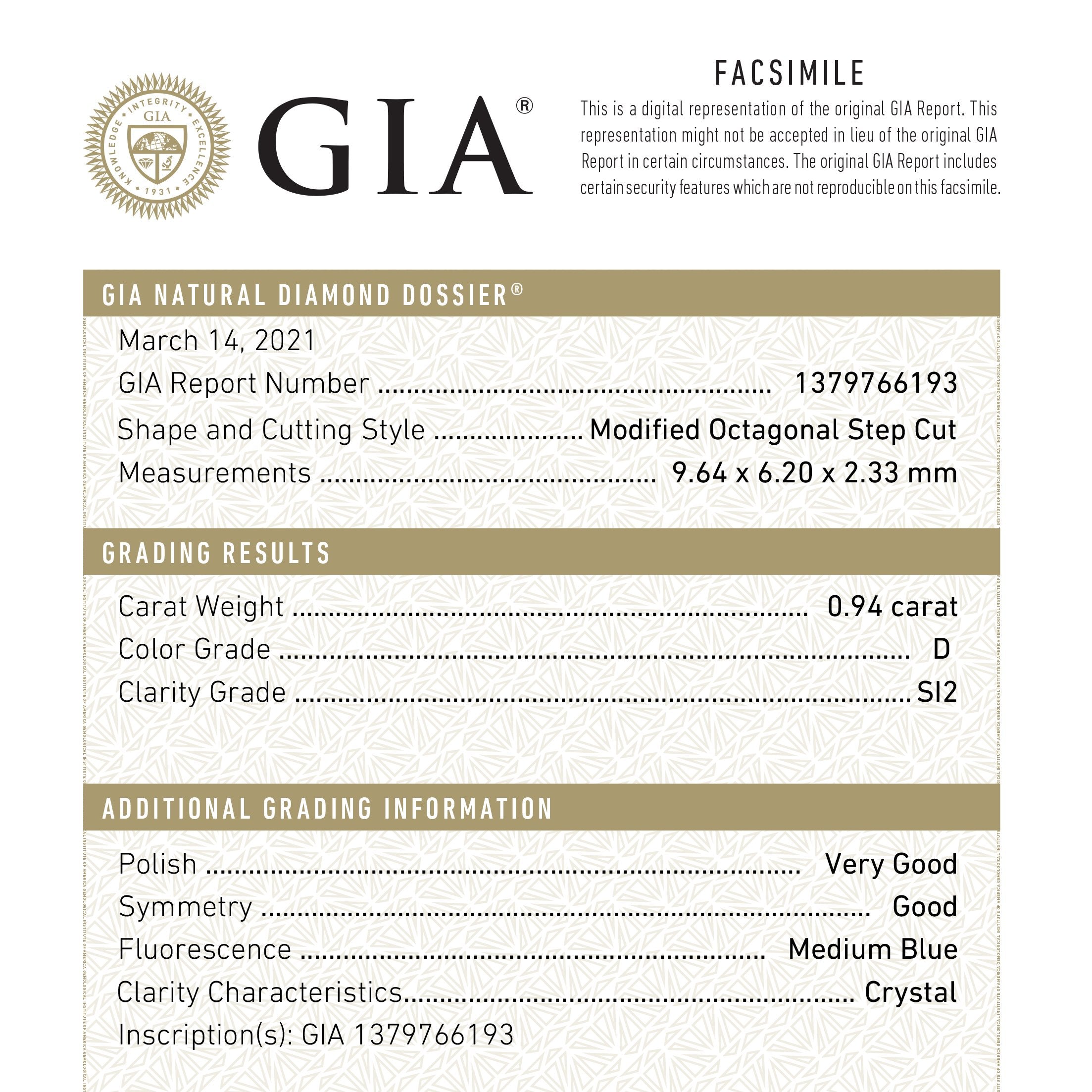 0.94ct 9.64x6.20x2.33mm GIA SI2 D Geo Marquise Step Cut 19021-02