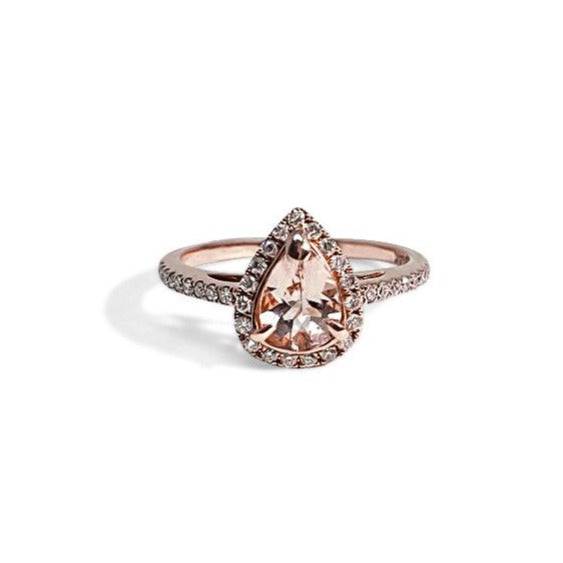 Pear Halo Ring