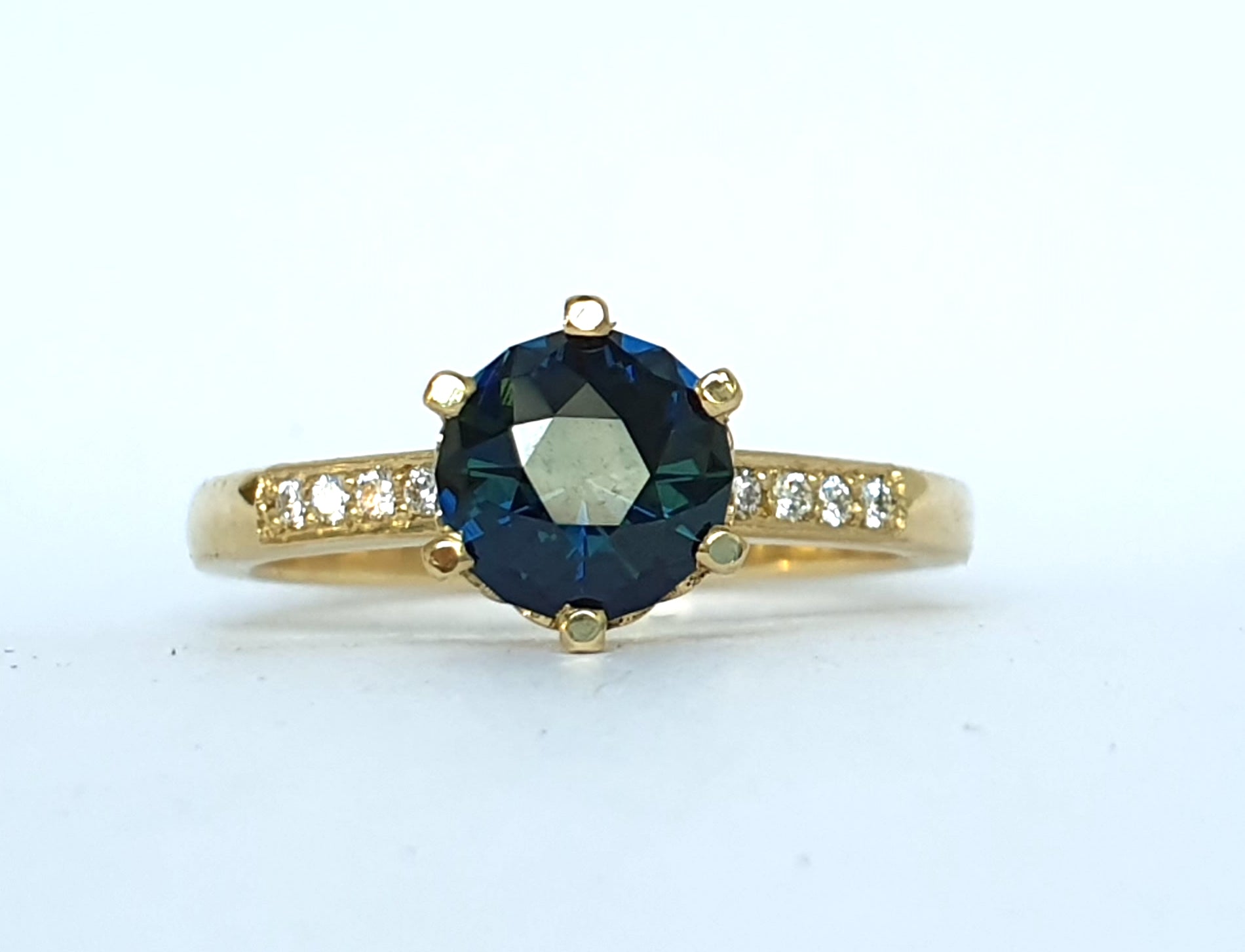 SALE - Poppy Solitaire - Teal Sapphire