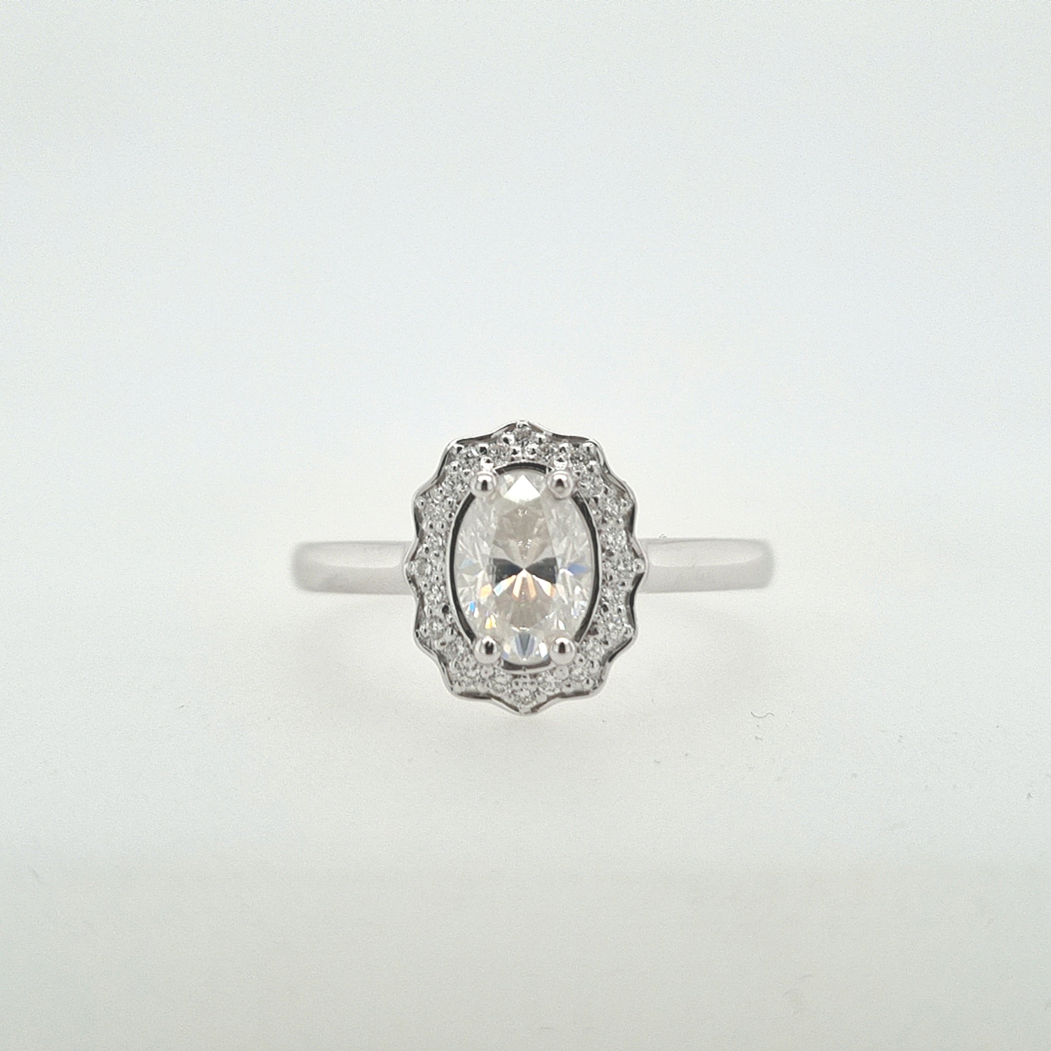 $ALE - Indigo Halo Ring - White Gold - Ready to Ship
