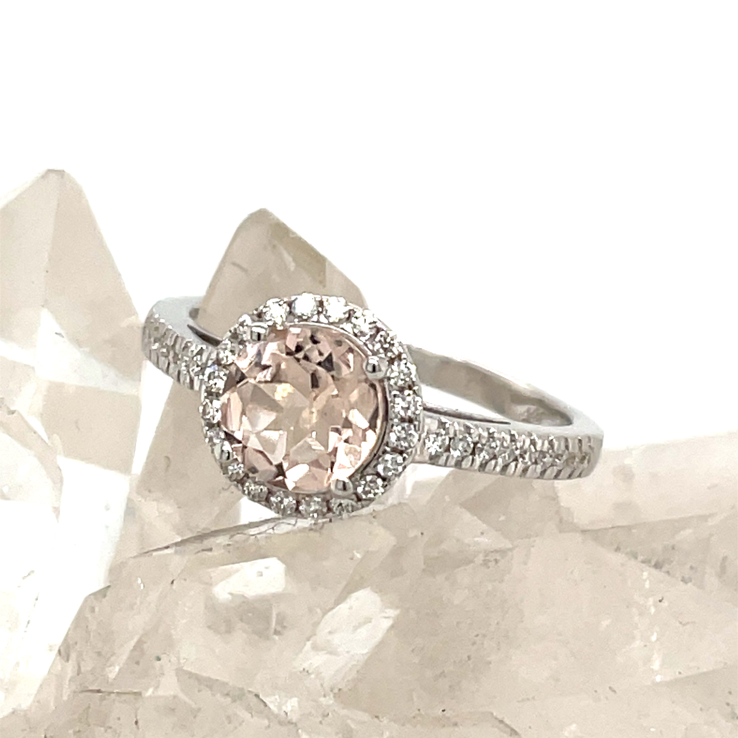 SALE - 6MM Morganite Halo - Size K