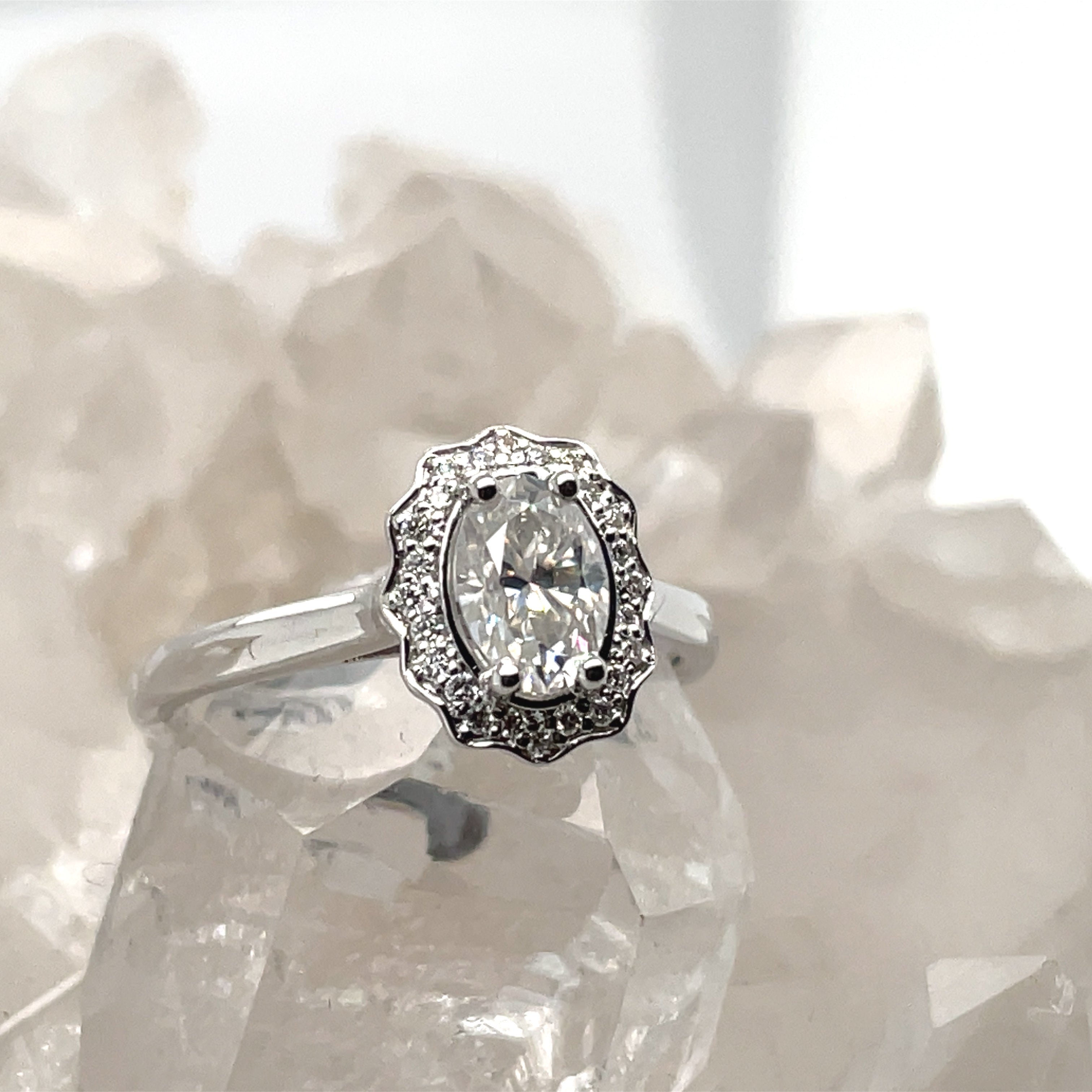 $ALE - Indigo Halo Ring - White Gold - Ready to Ship