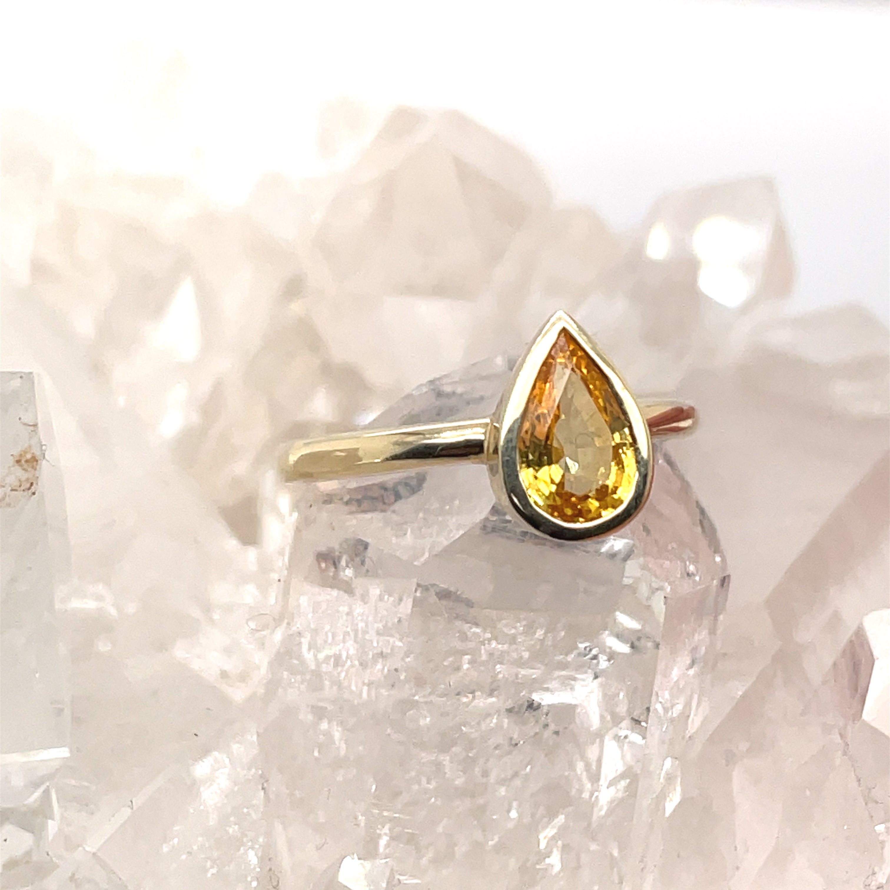 Bezel set pear solitaire - Citrine - Ready to Ship