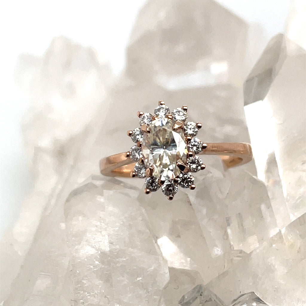 Oval Flora Halo Ring - Rose Gold - Ready to Ship
