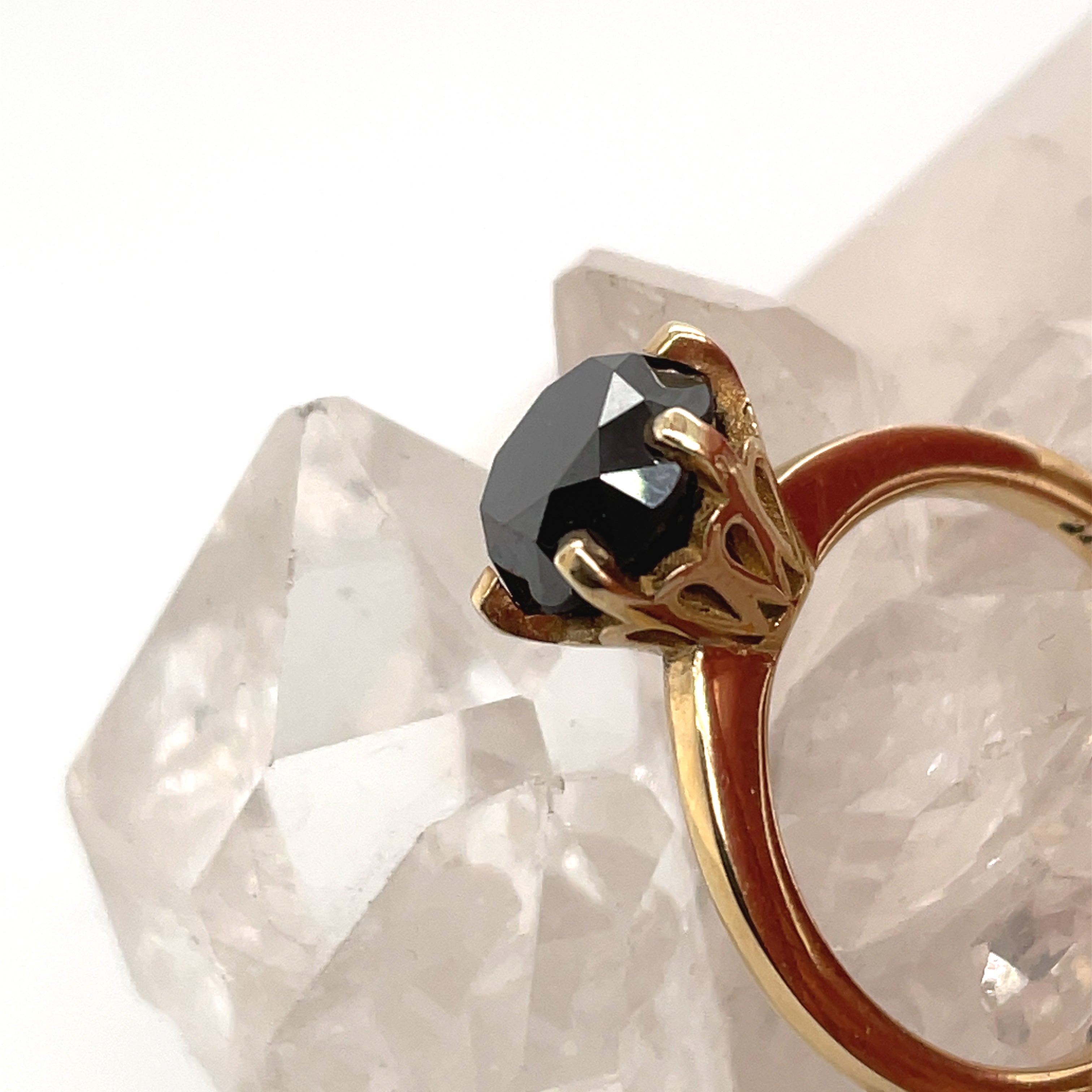 Plain Poppy Solitaire - 1.5ct Black Diamond - Yellow Gold - Ready to Ship