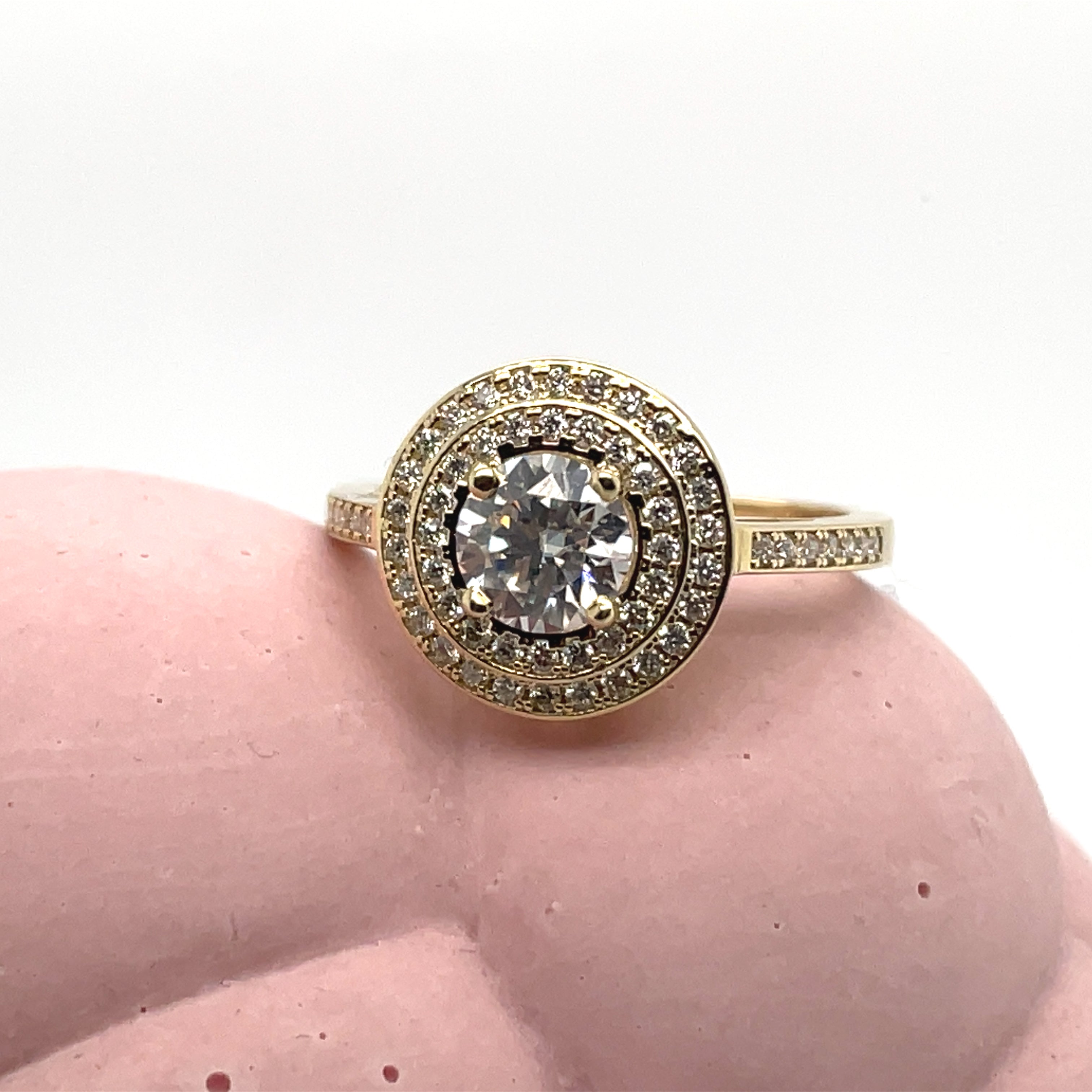 Double Halo - Moissanite - Yellow Gold - Ready to Ship