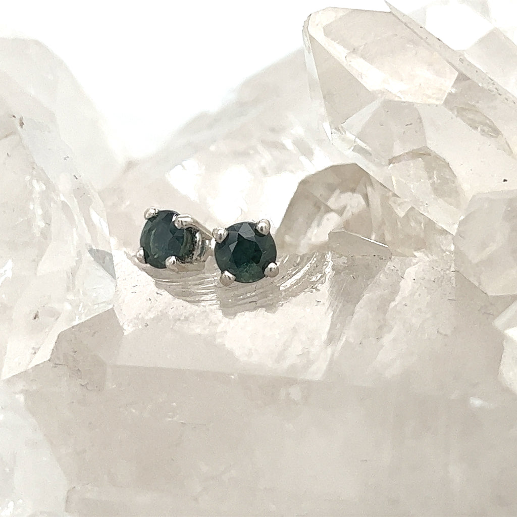 5mm Partii Sapphire Earrings - Sterling Silver- Ready to Ship