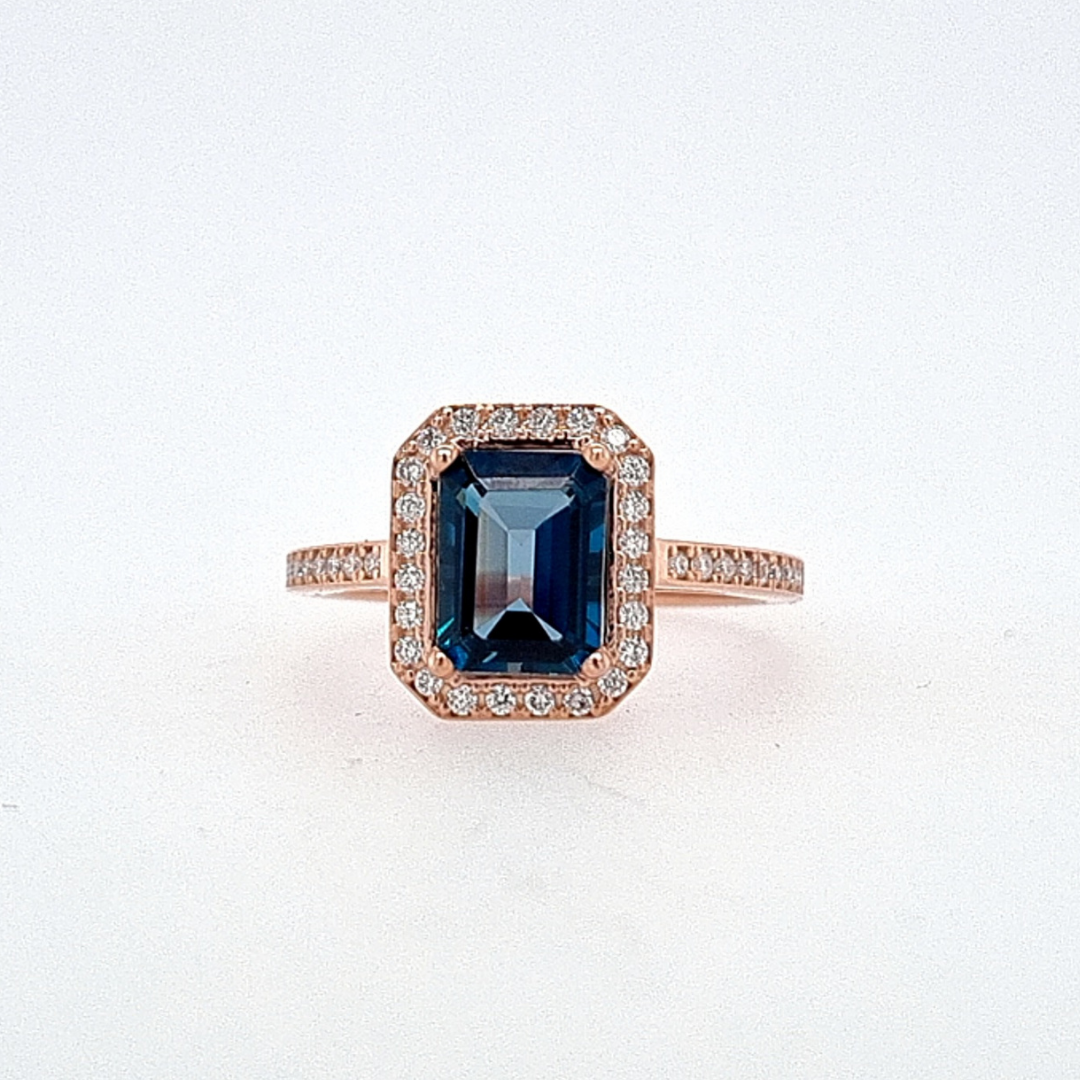 Emerald Cut Halo Ring