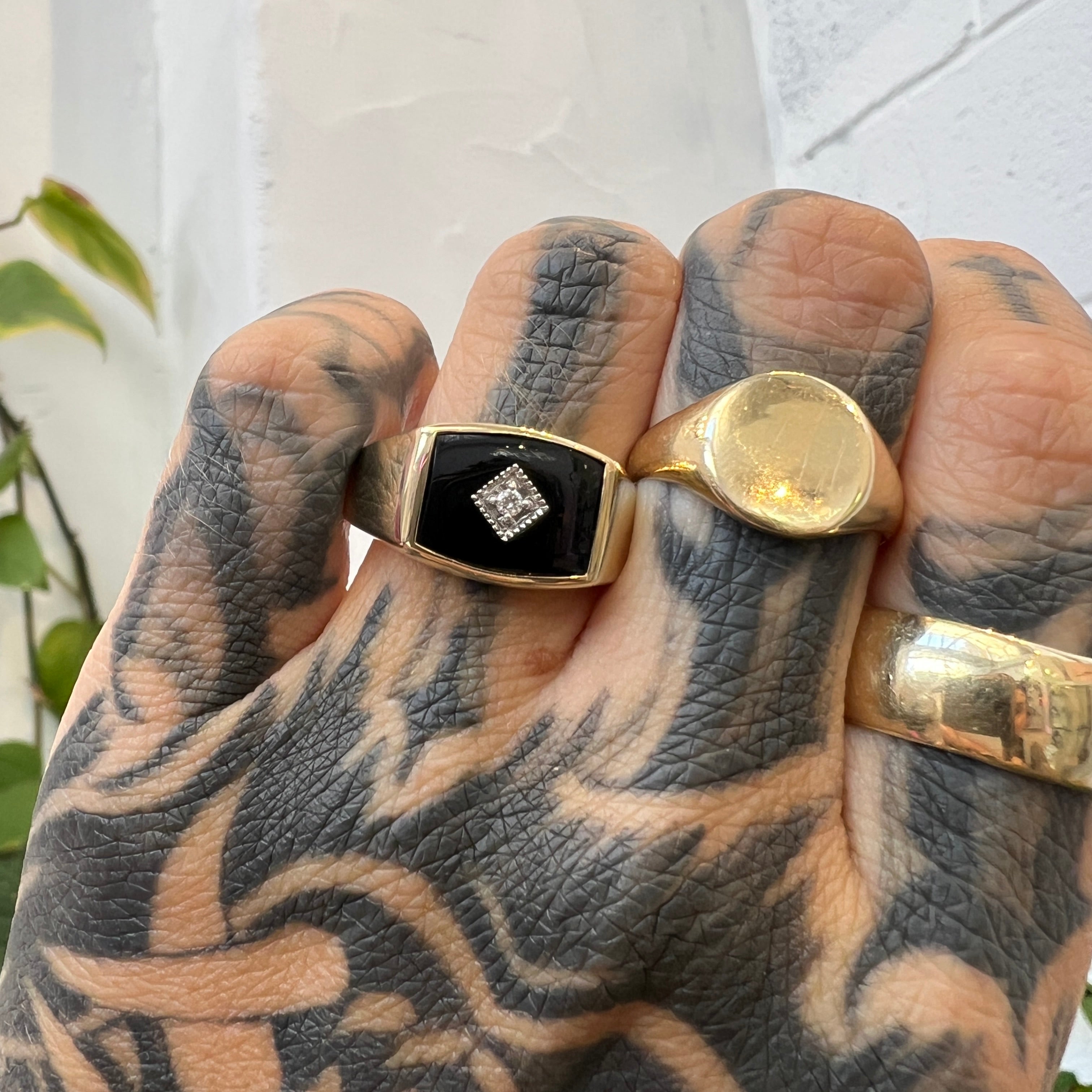 Baltimore Black Onyx Signet - Diamond Set - Ready to Ship