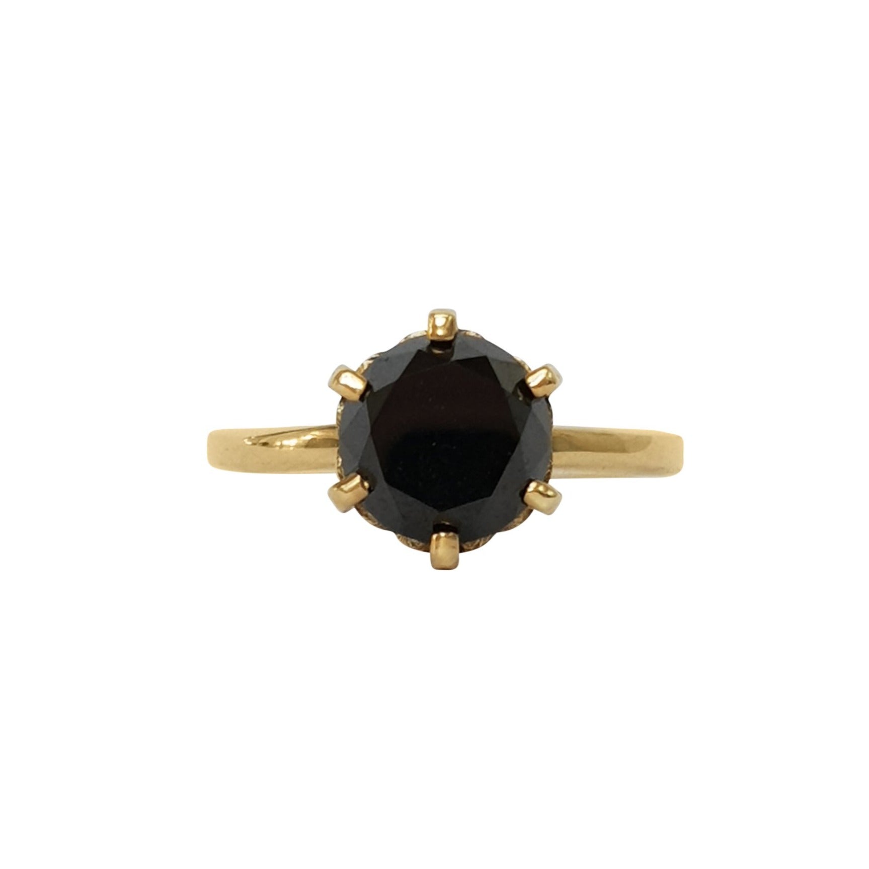Plain Poppy Solitaire - 1.5ct Black Diamond - Yellow Gold - Ready to Ship