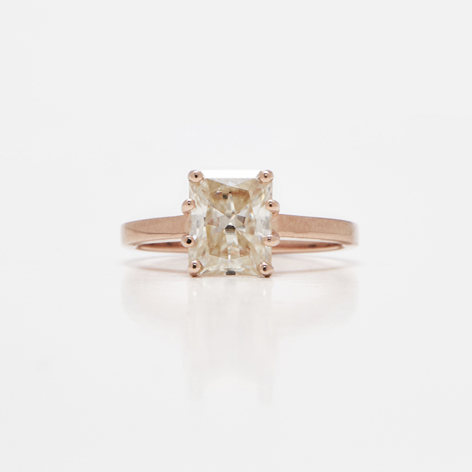 Floating Solitaire Series - Emerald Cut - Rose Gold - Ready to Ship