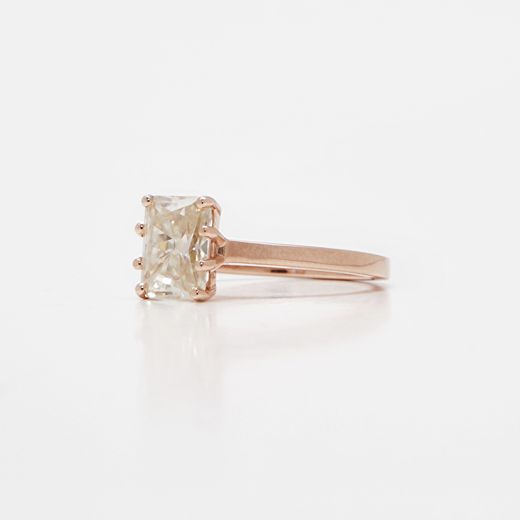 Floating Solitaire Series - Emerald Cut - Rose Gold - Ready to Ship