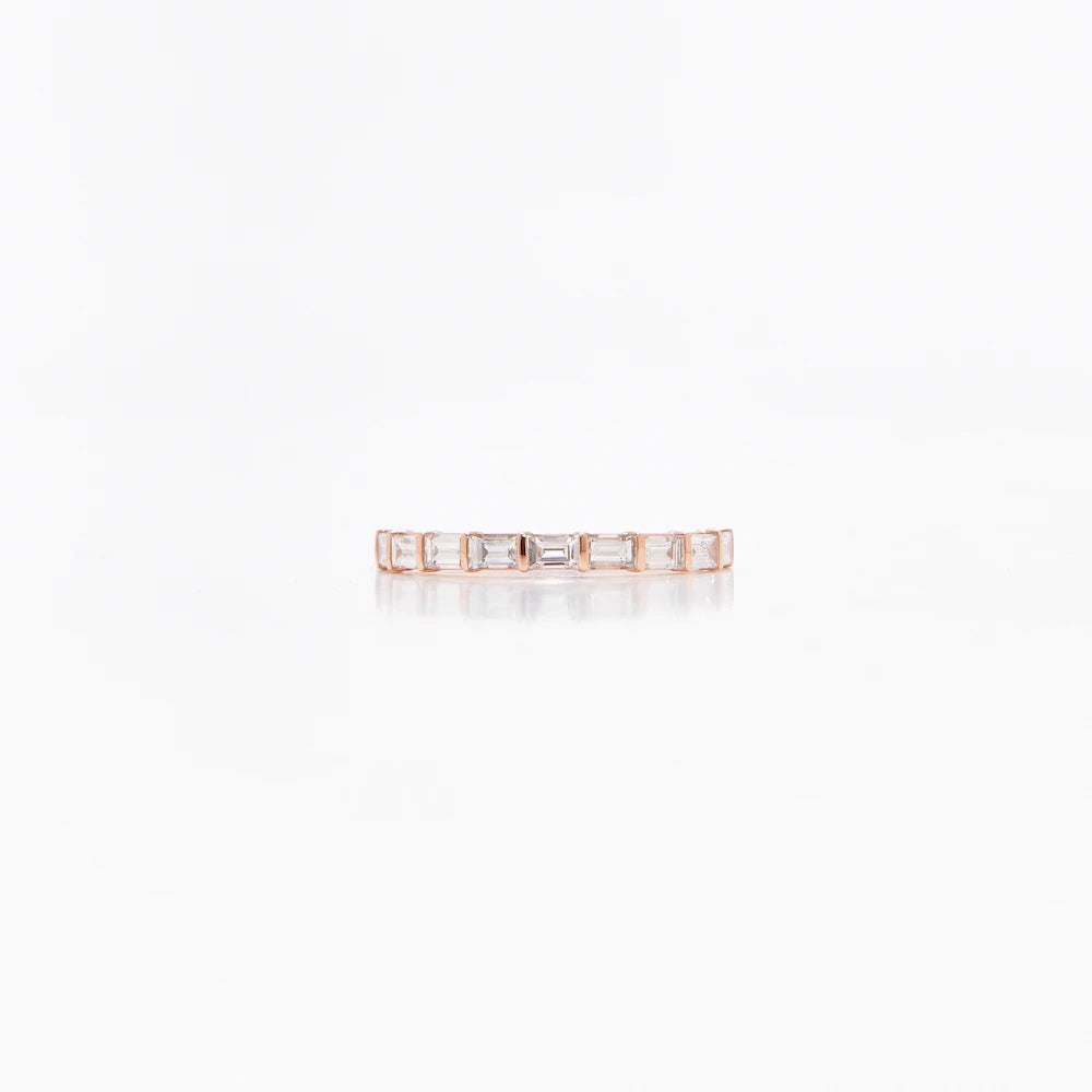 Chunky Baguette Band - White Diamonds - Rose Gold - Ready to Ship