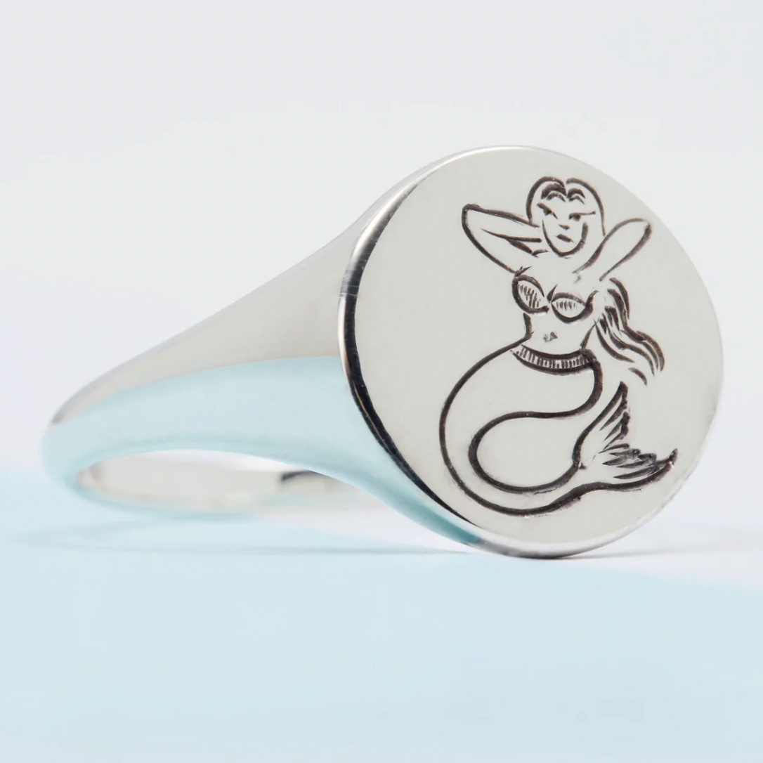 Mermaid Signet - Sterling Silver - Ready to Ship