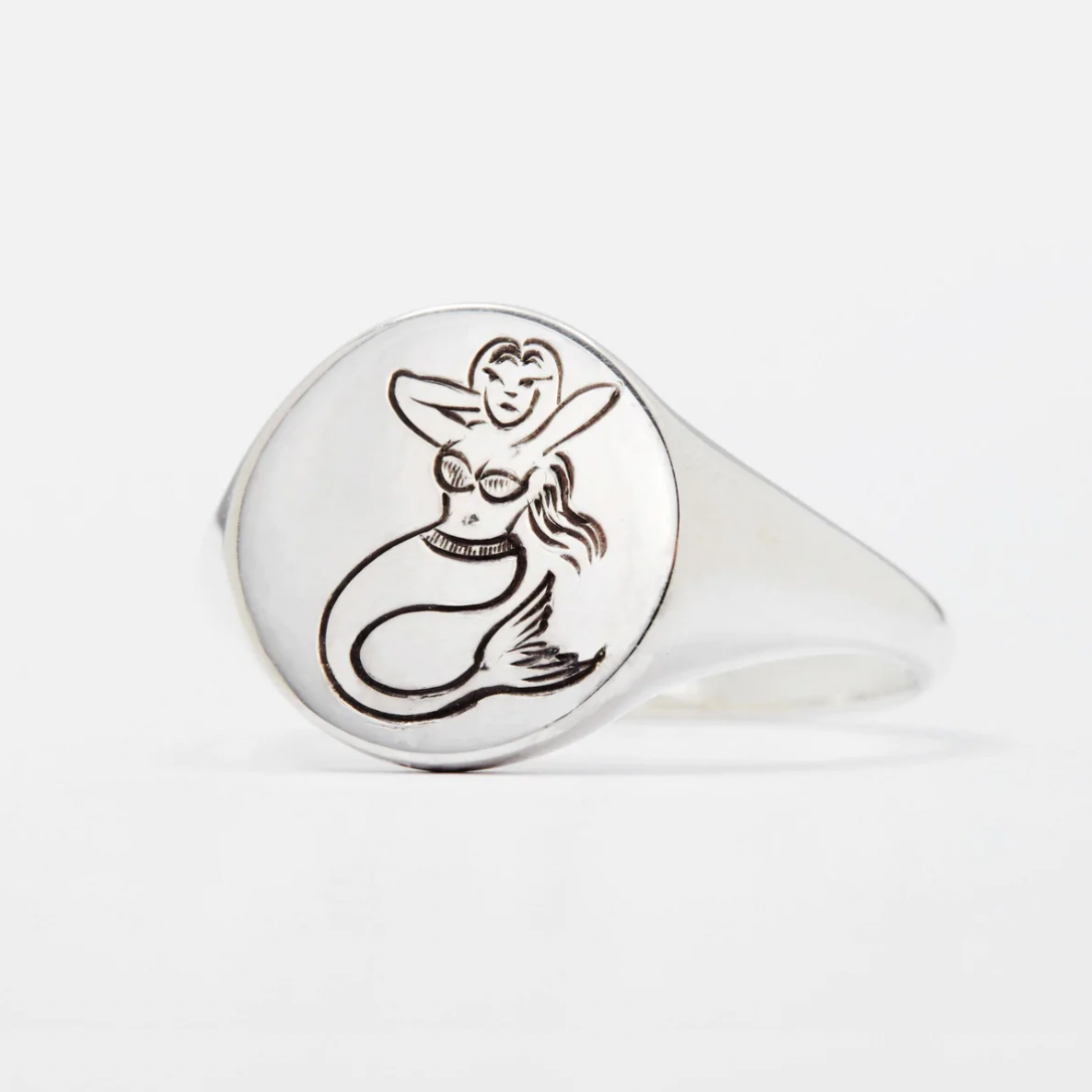 Mermaid Signet - Sterling Silver - Ready to Ship