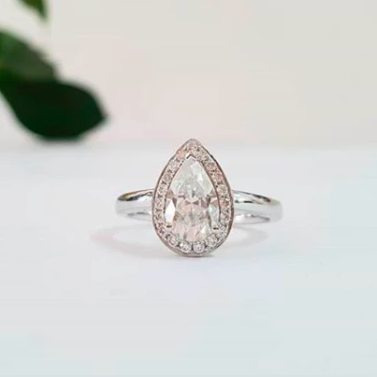 Plain Band Pear Halo Ring