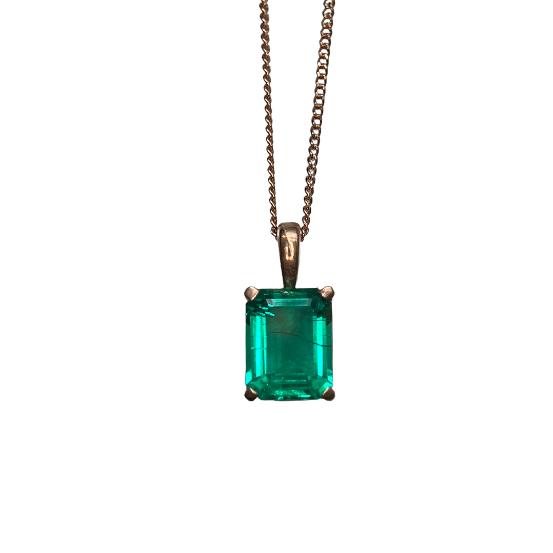 Lab Grown Emerald Pendant - Ready to Ship