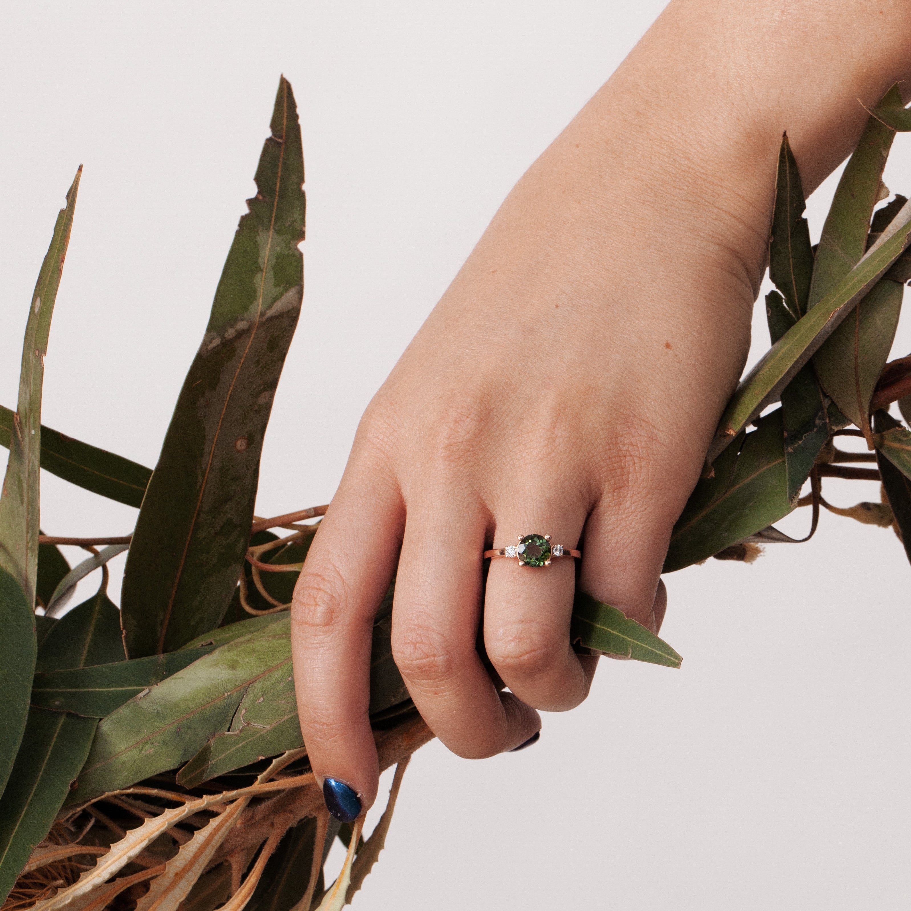 three diamond ring trinity style white gold 