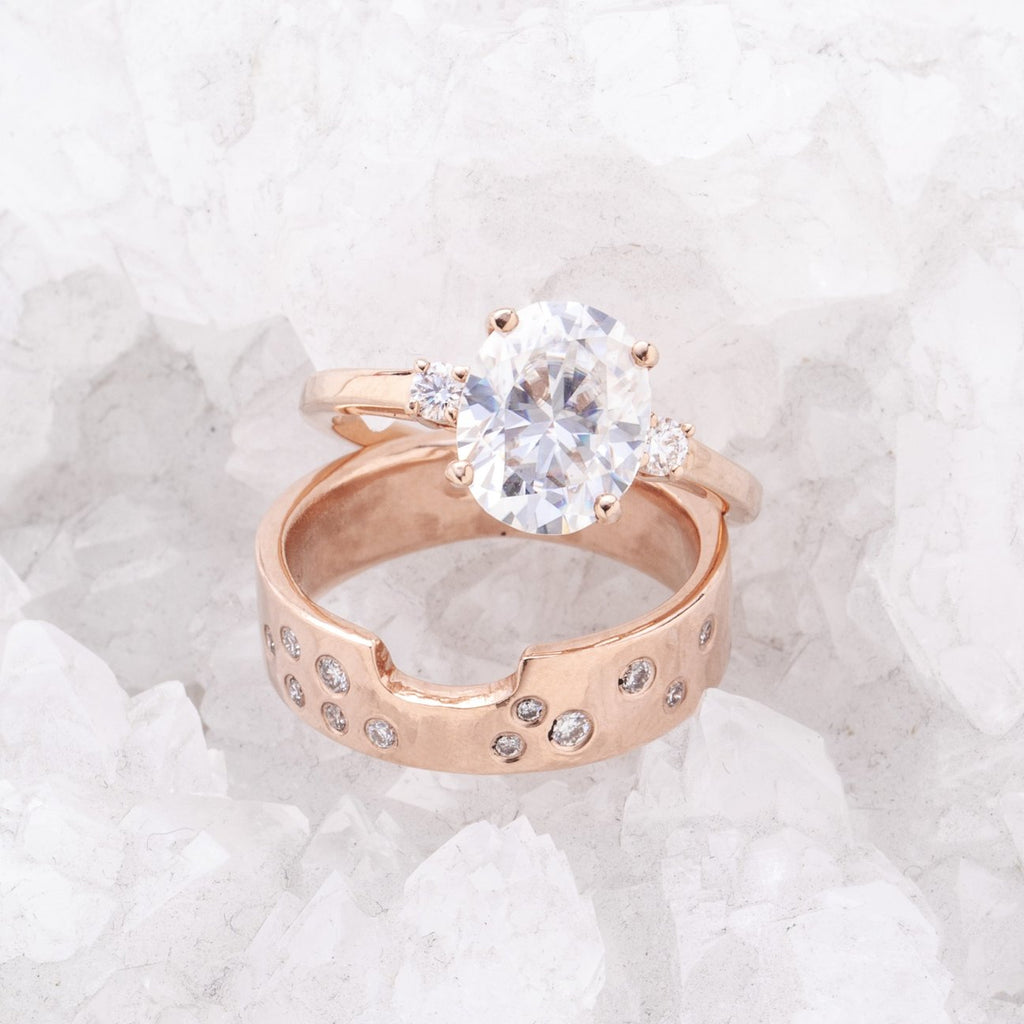 Lotus Oval - Moissanite - Rose Gold - Ready to Ship