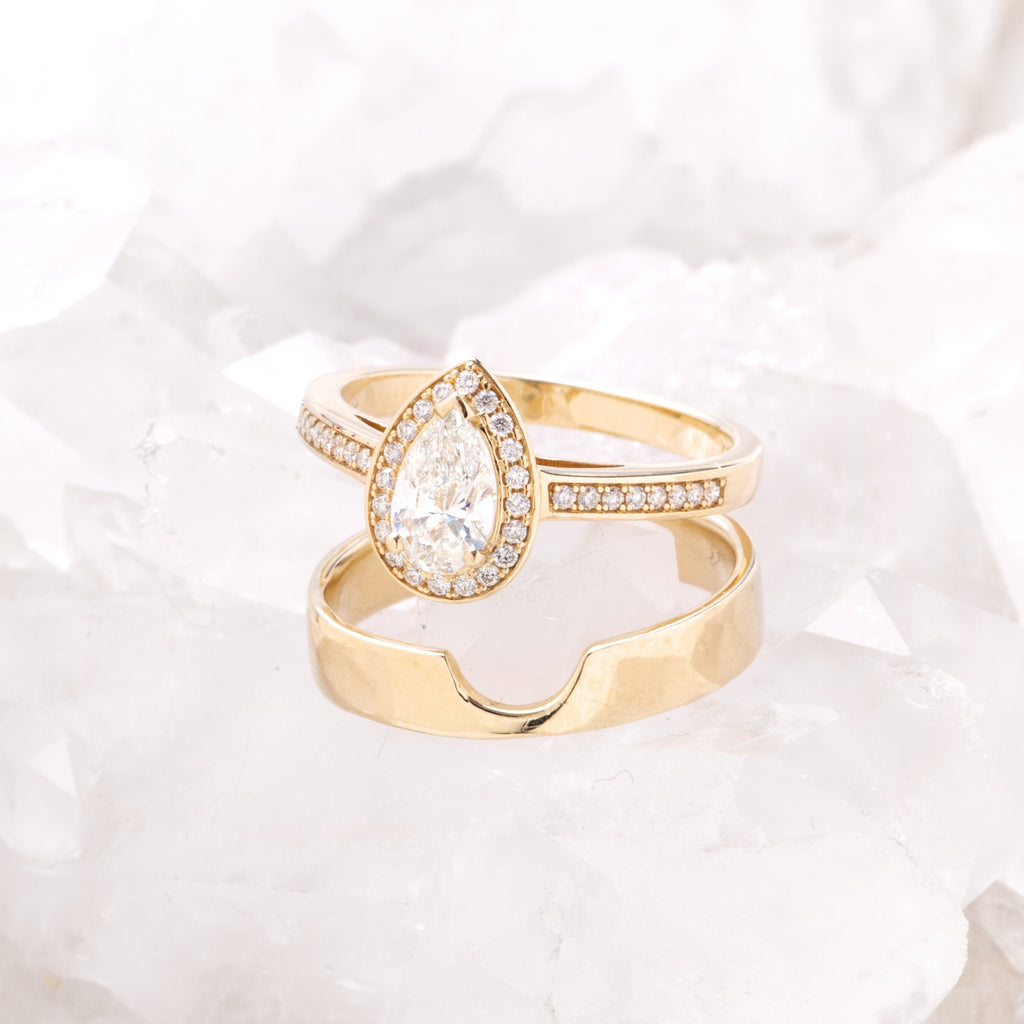 Pear Halo Ring