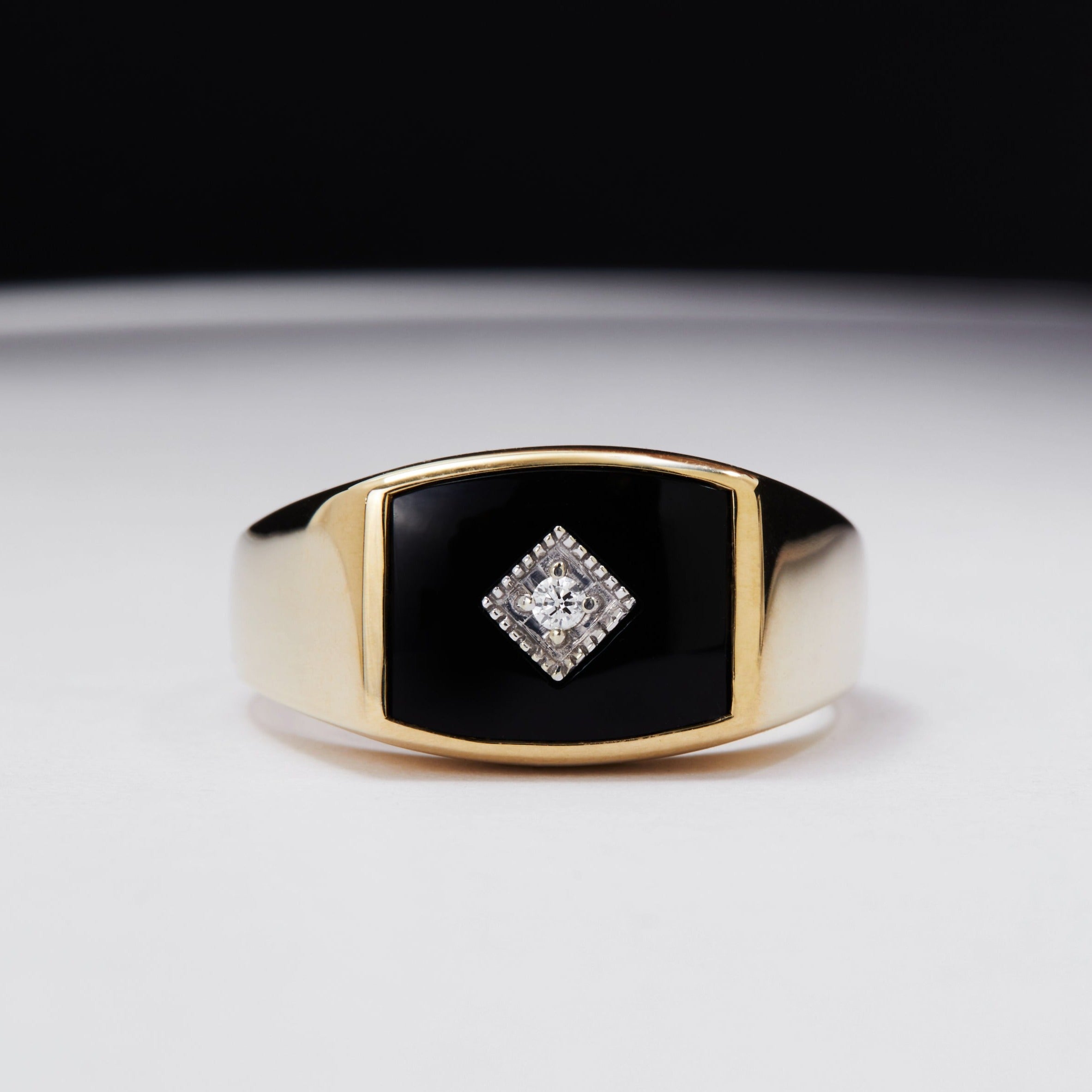 Baltimore Black Onyx Signet - Diamond Set