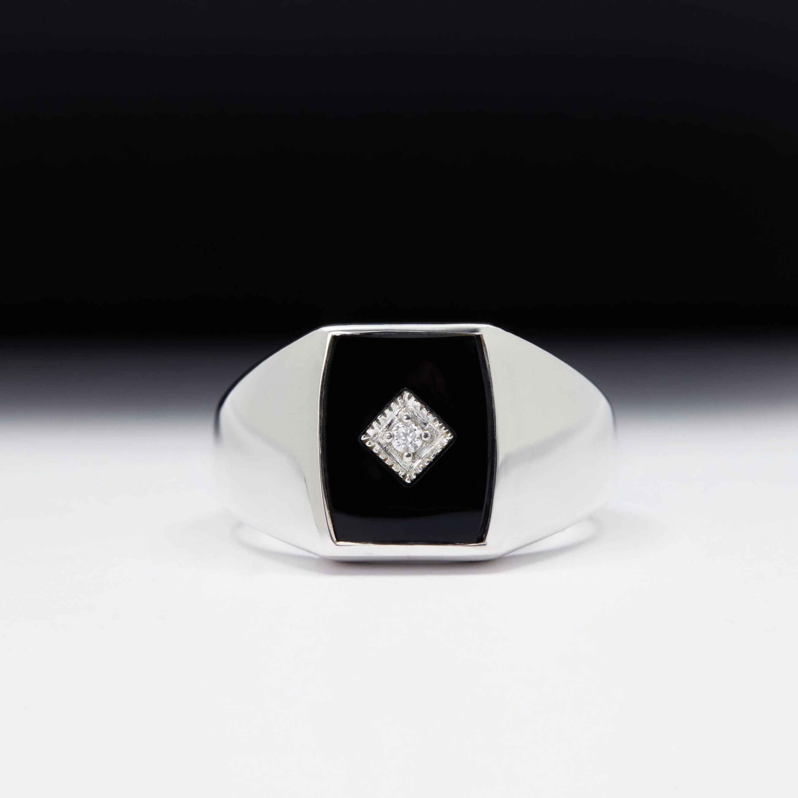 Belize Black Onyx Signet - Diamond Set