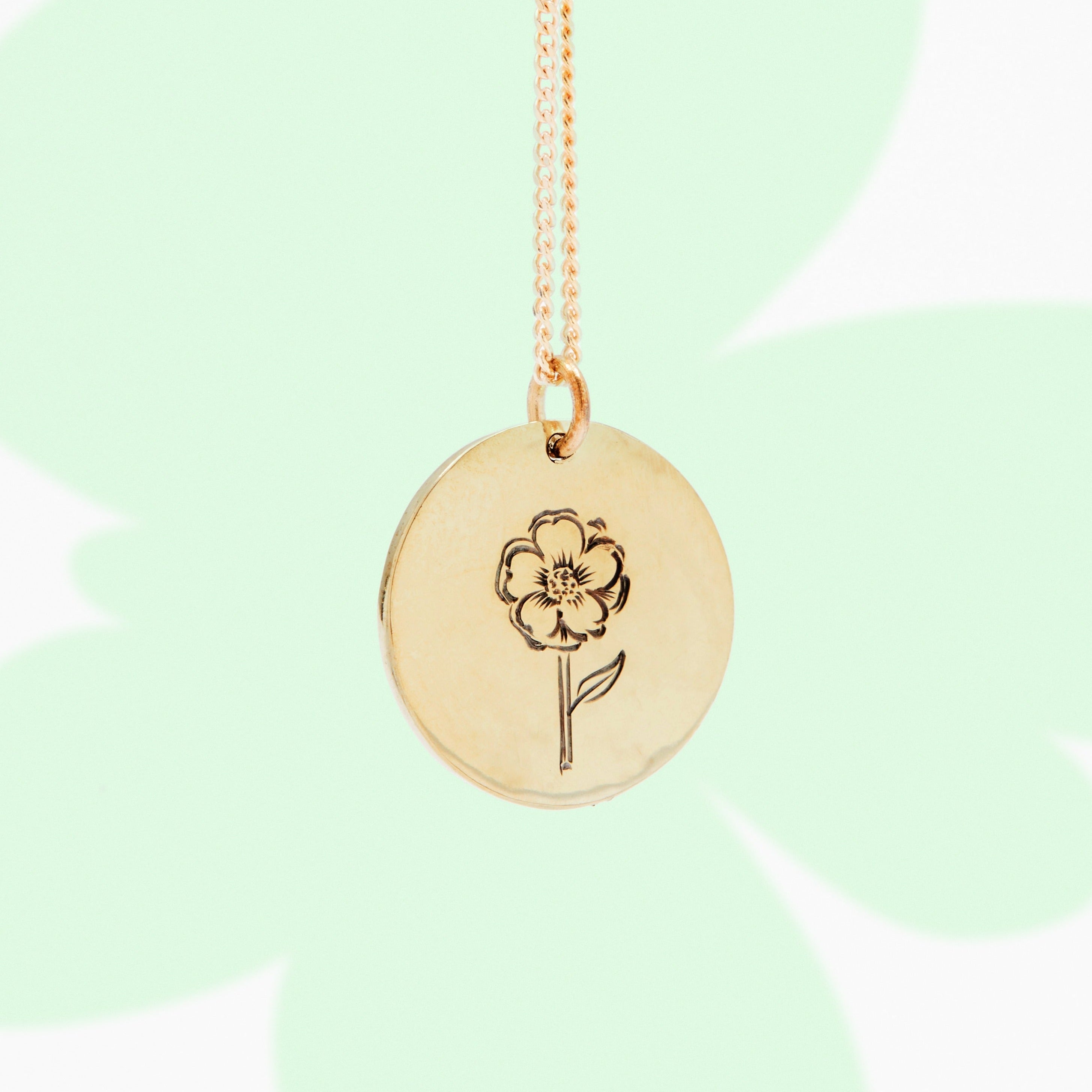 SALE Birth Flowers Necklace February 9ct Yellow Gold