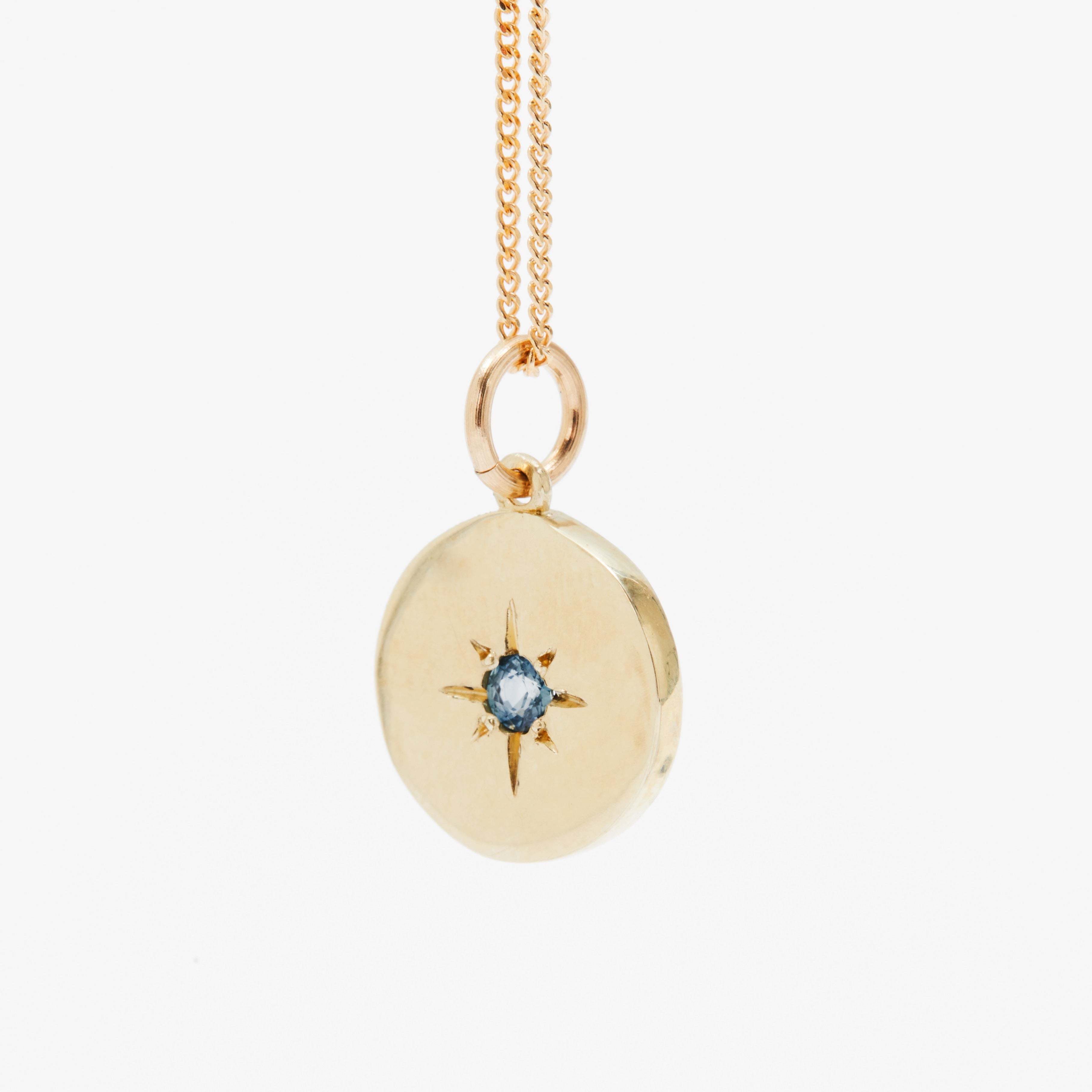 Starburst Disk Pendant - Partii Sapphire - Yellow Gold