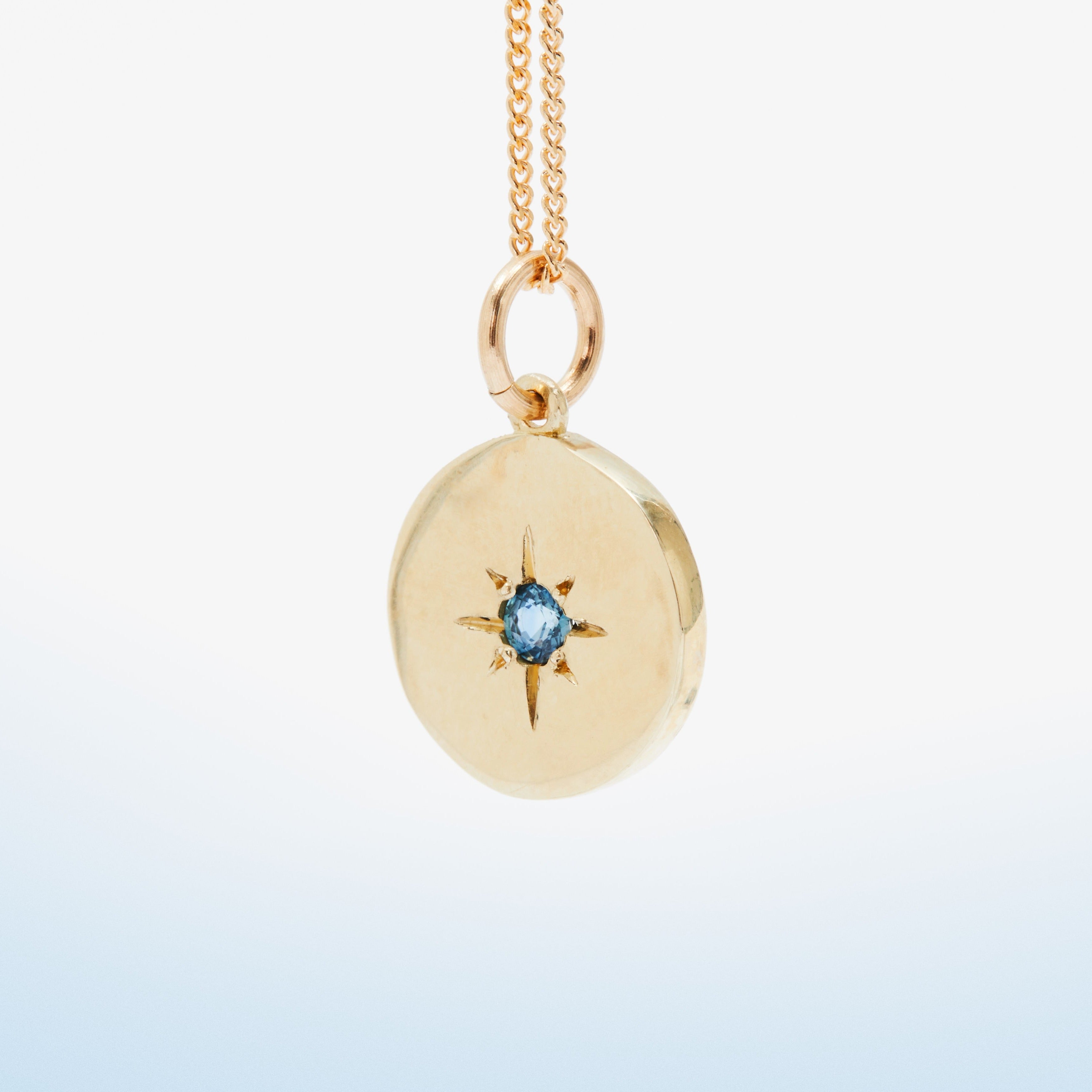 SALE Starburst Disk Pendant Partii Sapphire Yellow Gold