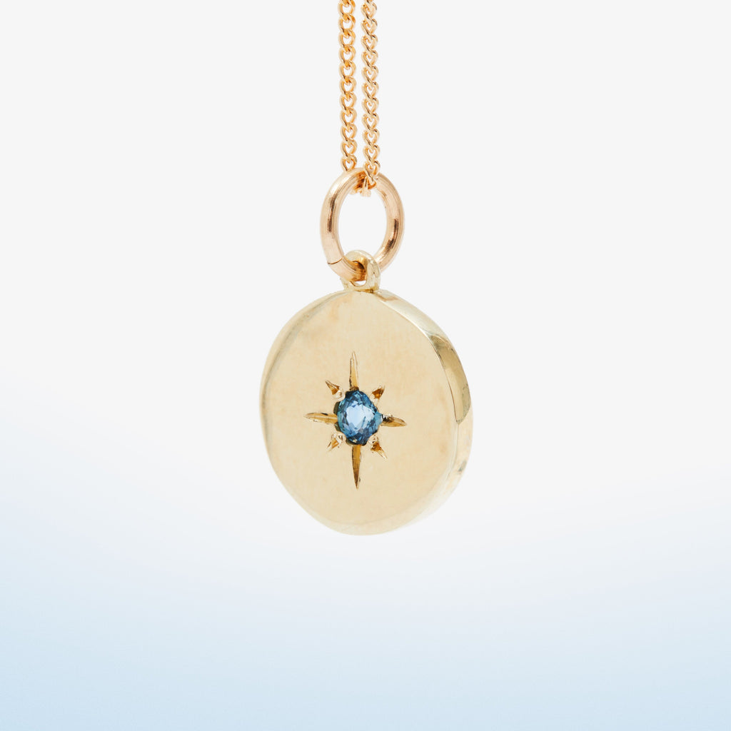 Starburst Disk Pendant - Partii Sapphire - Yellow Gold