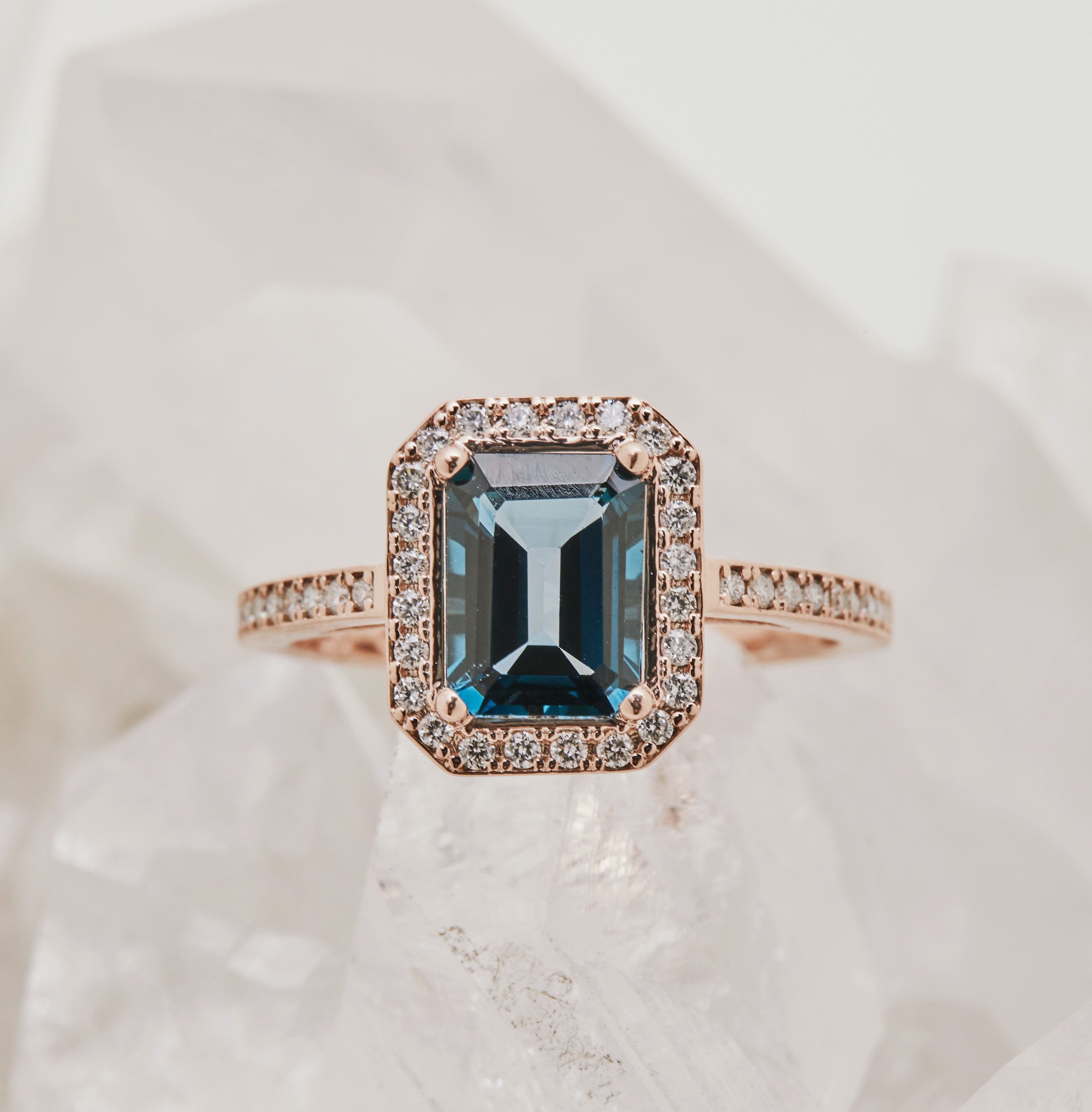 Emerald Cut Halo Ring