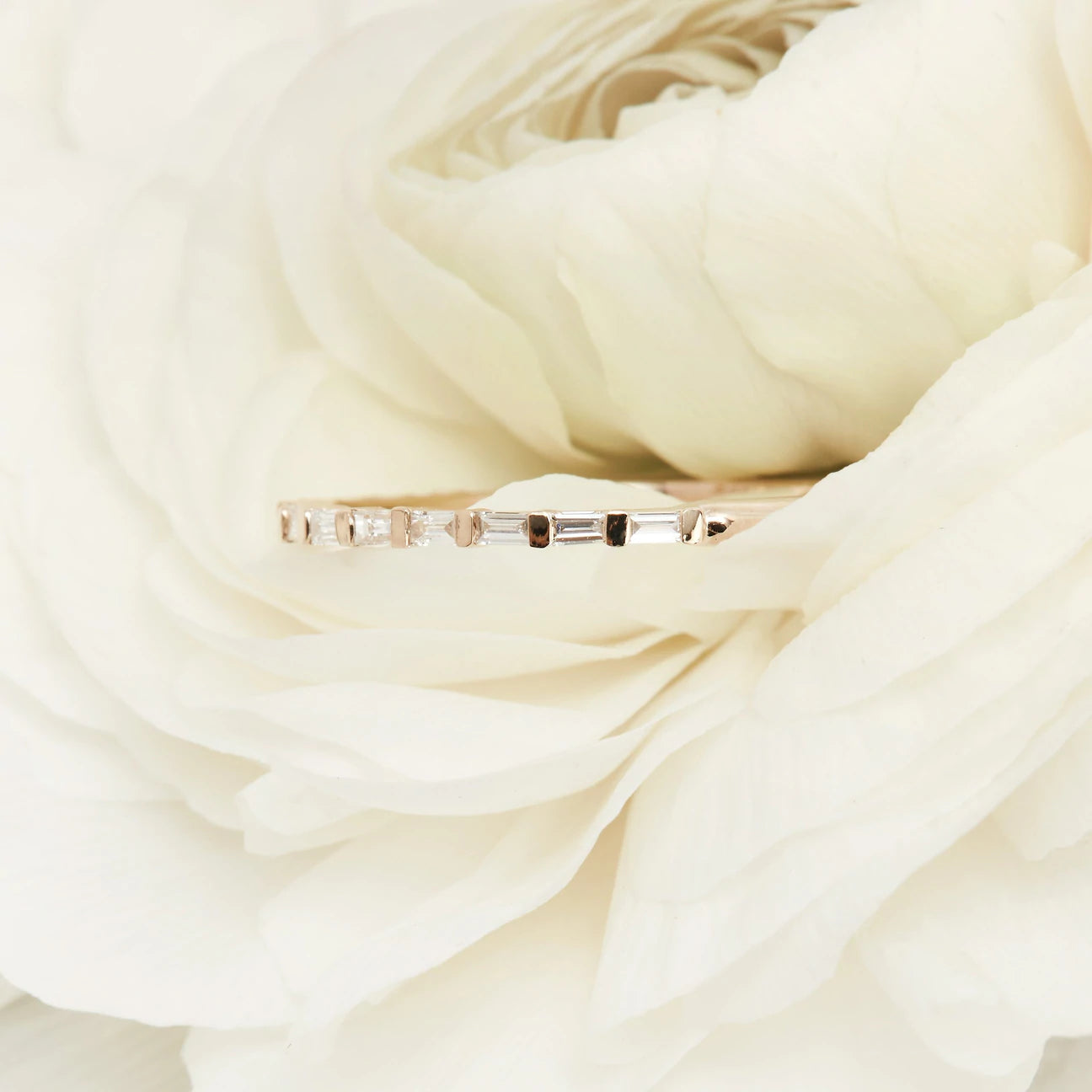 Baguette Band - White Diamonds - Rose Gold - Ready to Ship