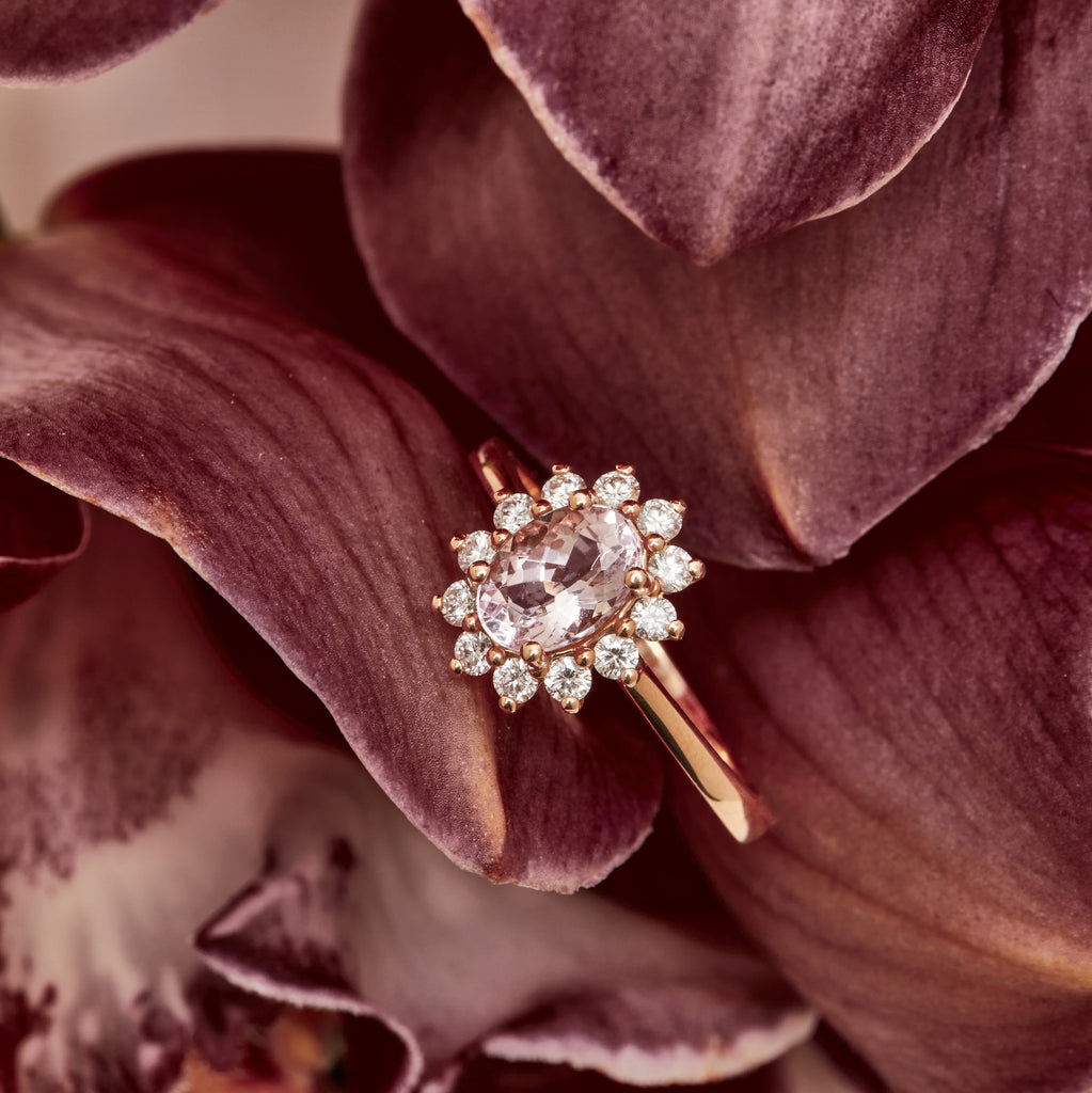Oval Flora Halo Ring