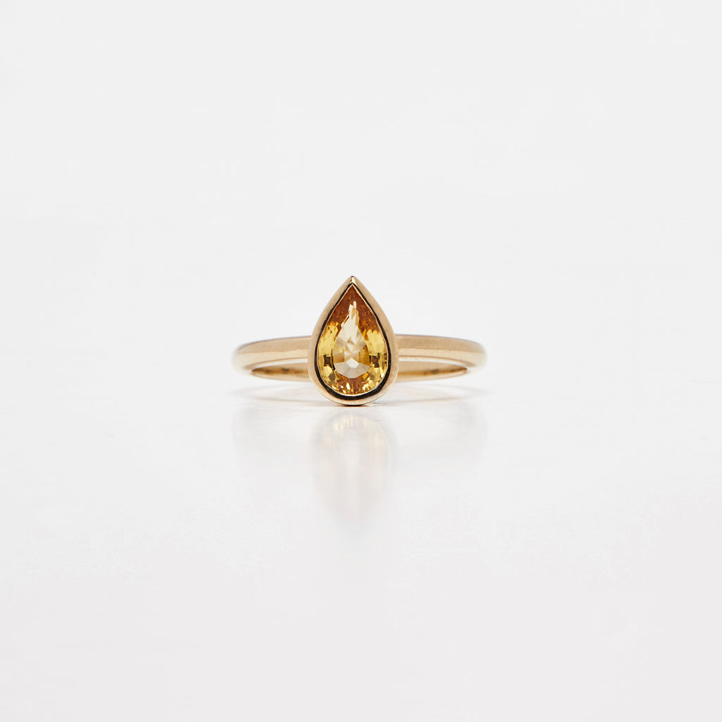 Bezel set pear solitaire - Citrine - Ready to Ship