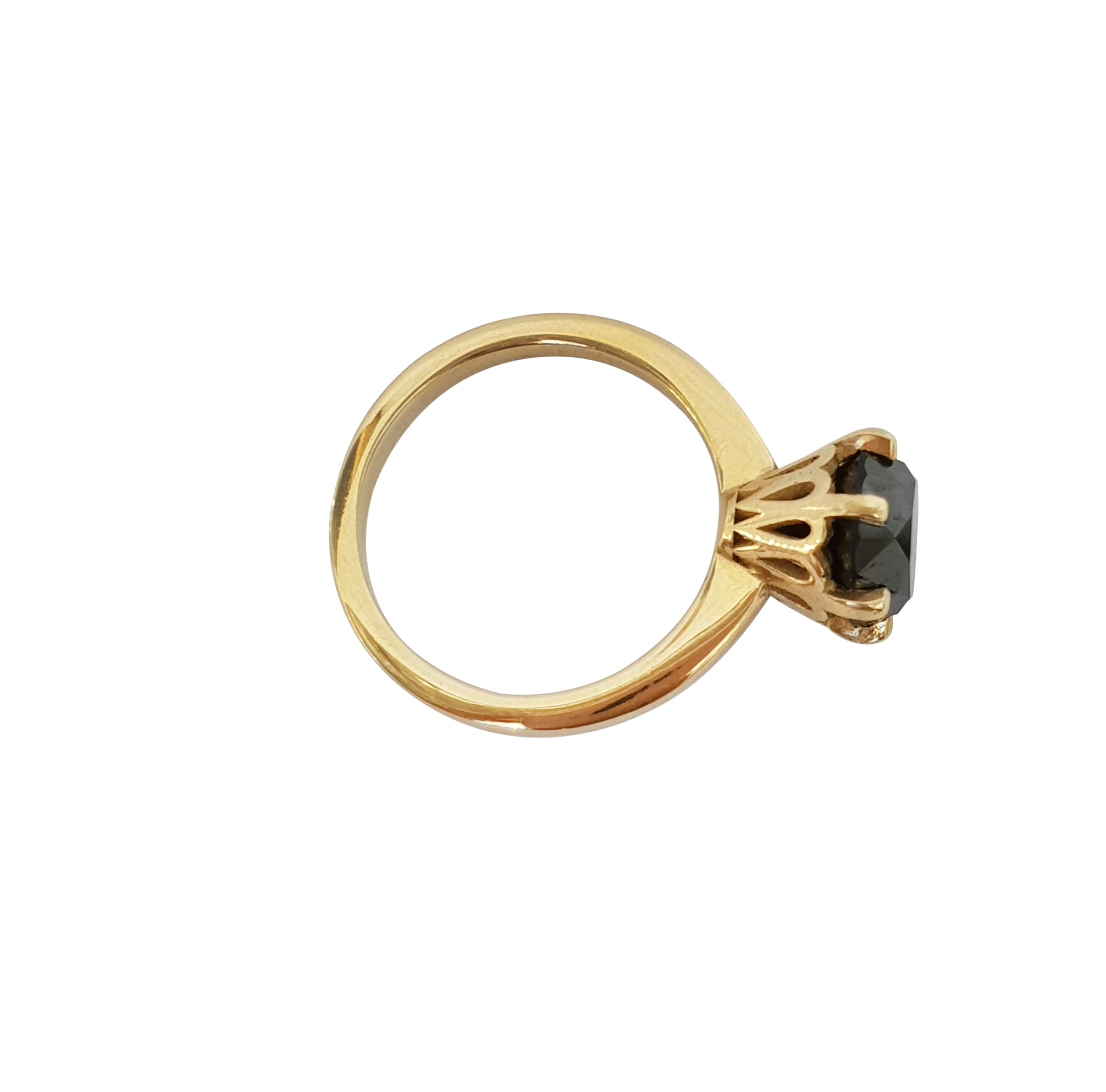 Plain Poppy Solitaire - 1.5ct Black Diamond - Yellow Gold - Ready to Ship