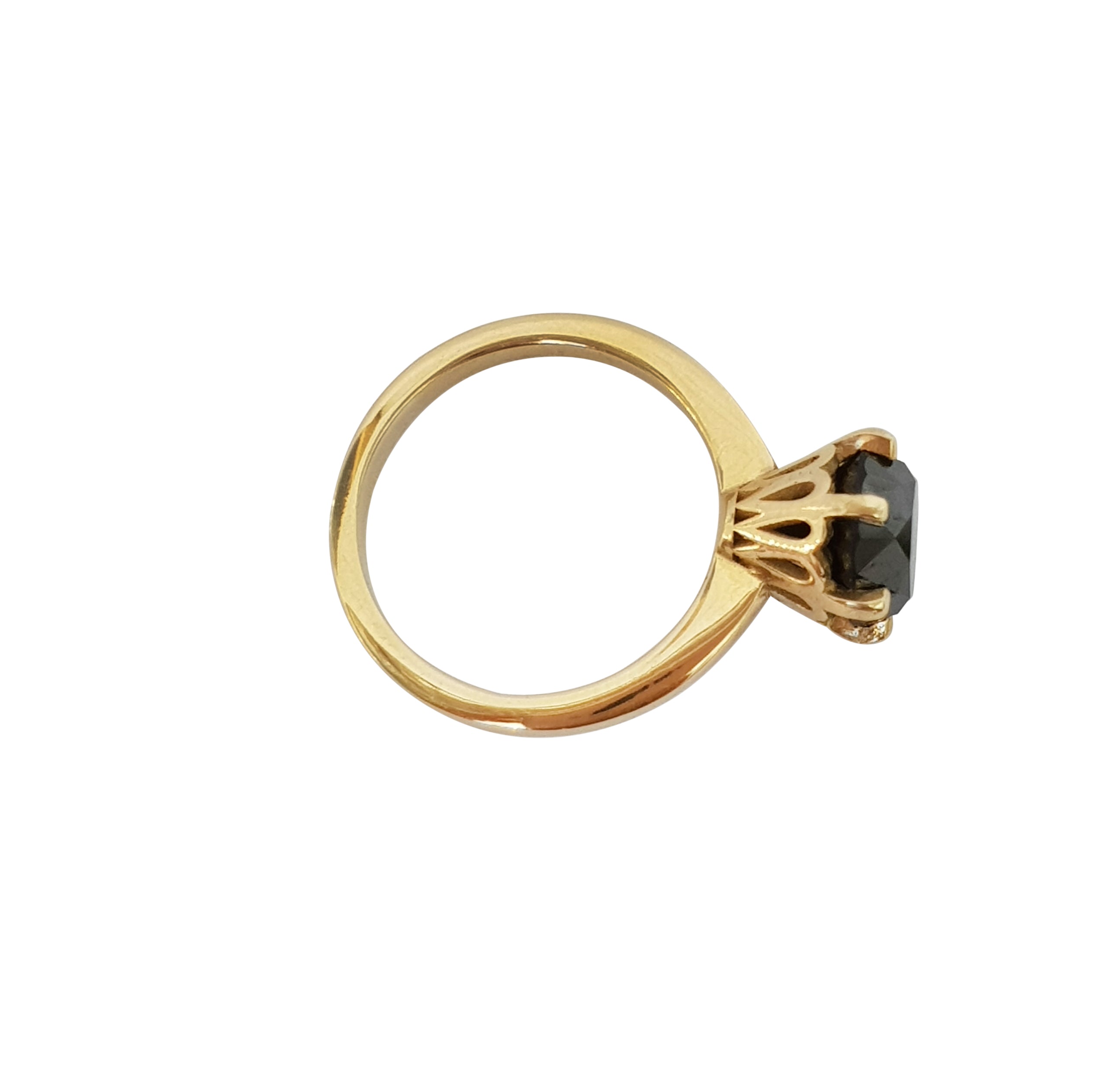.5ct black diamond solitaire ring in 9ct yellow gold