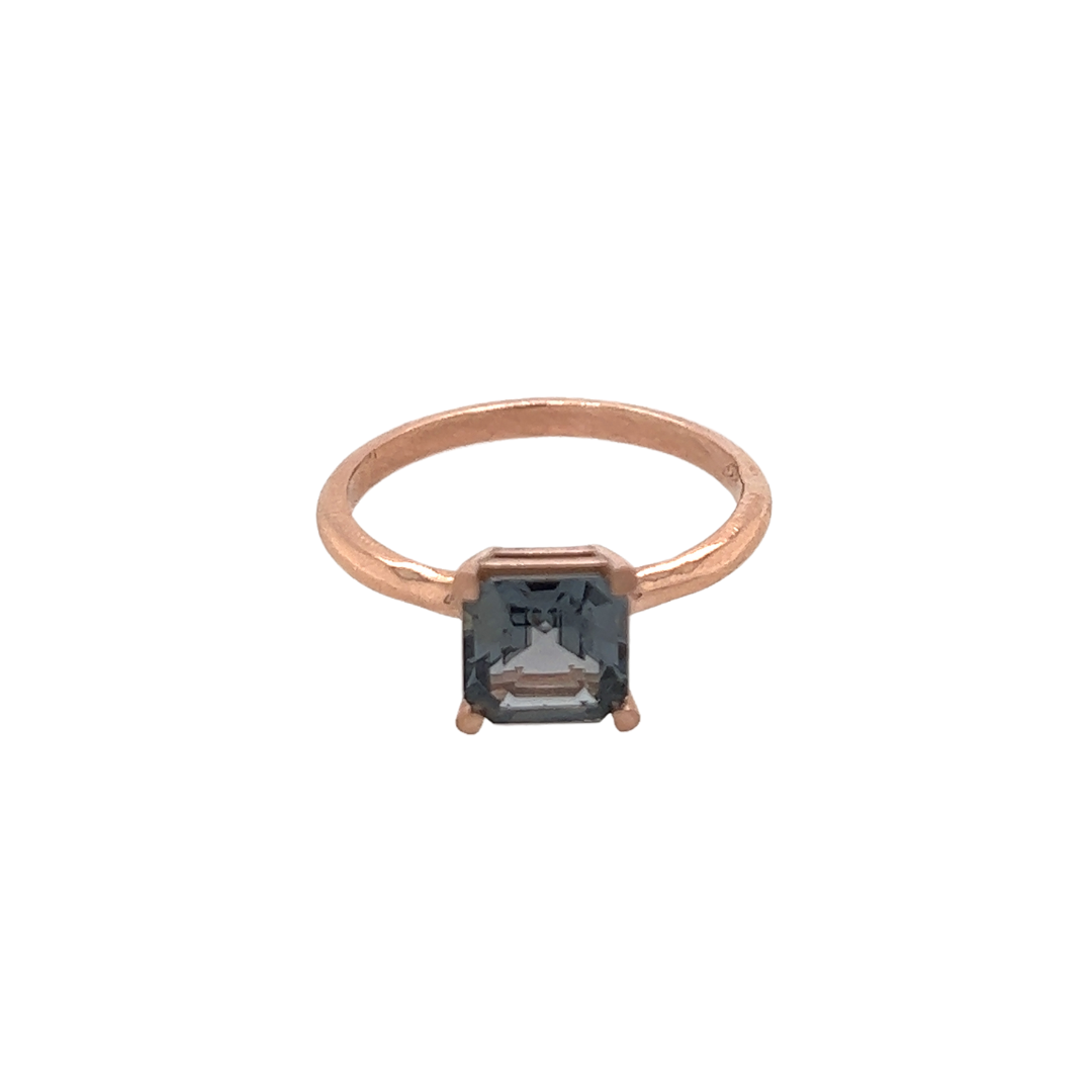 Asscher Cut Solitaire - Grey Spinel - Rose Gold - Ready to Ship