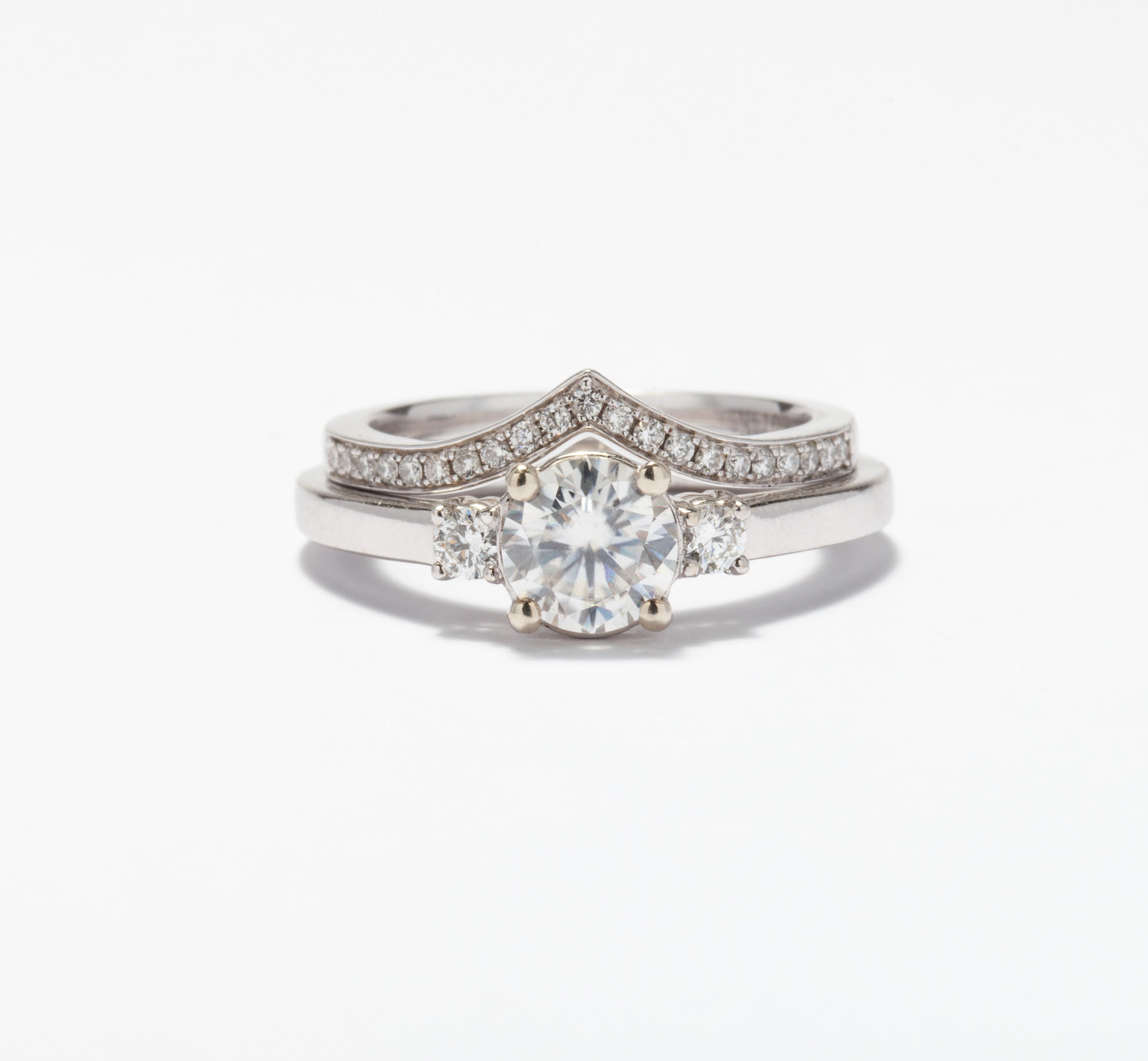three diamond ring trinity style white gold 
