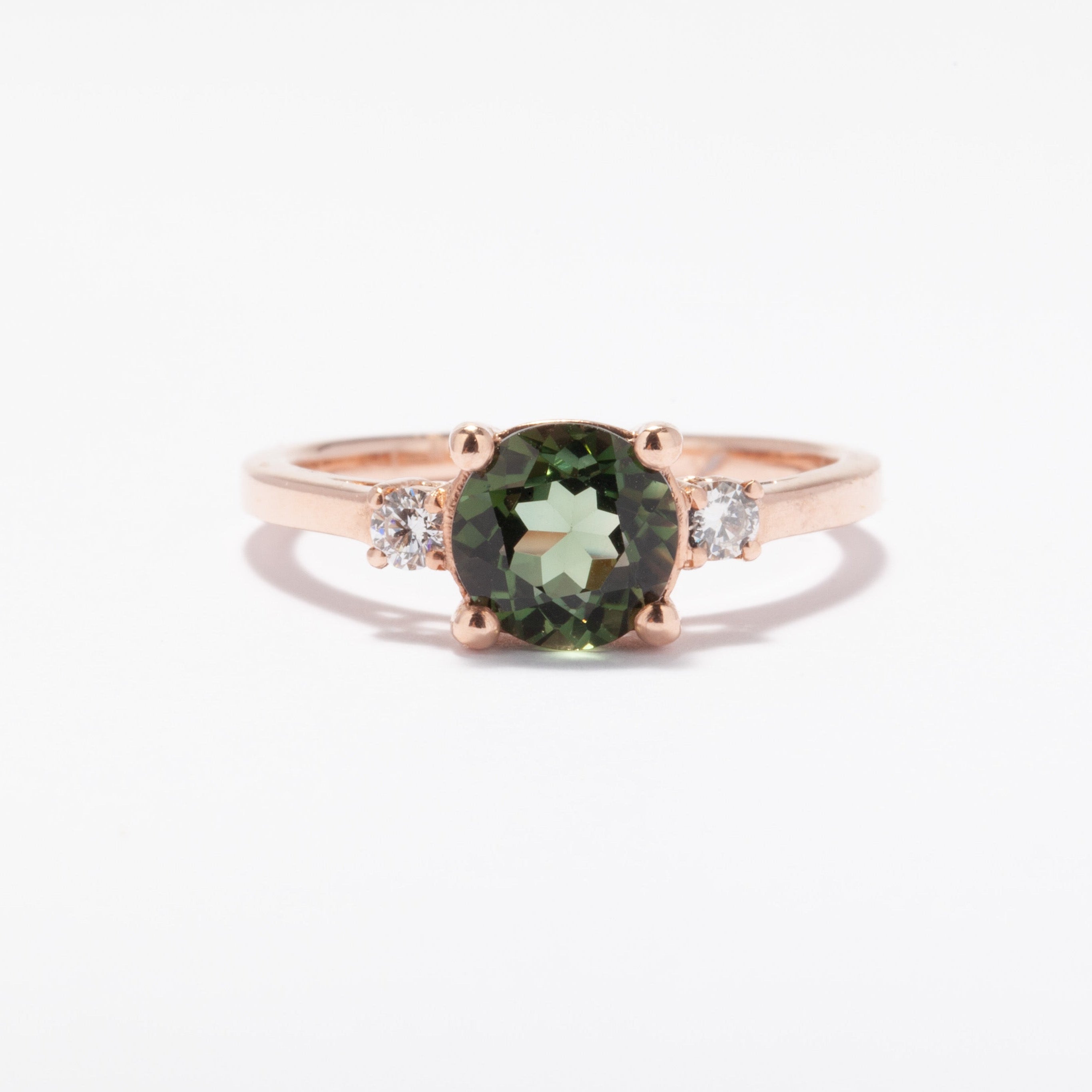 three gemstone sapphire ring trinity style white gold 